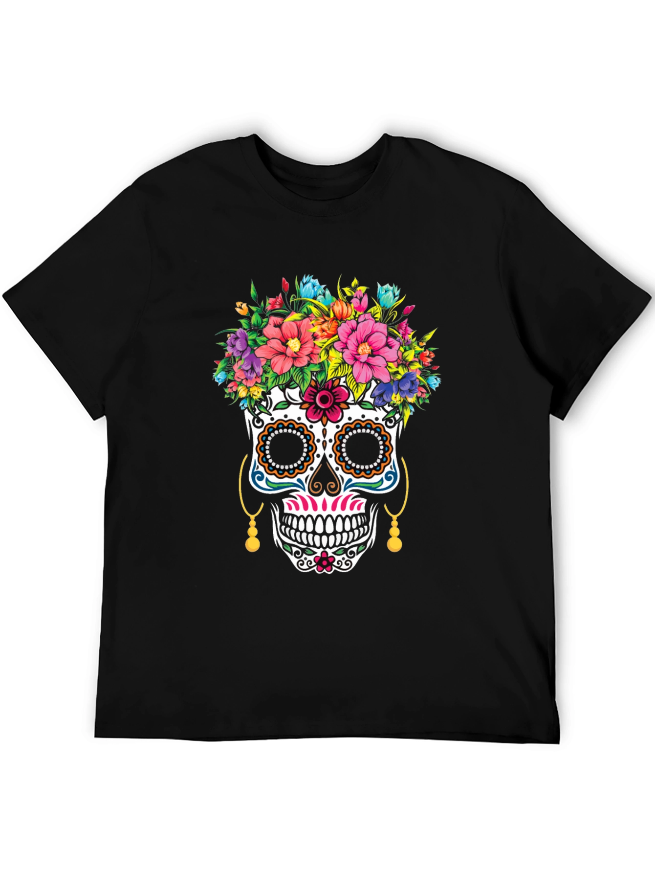 Sugar Skull Floral T-Shirt Day of the Dead