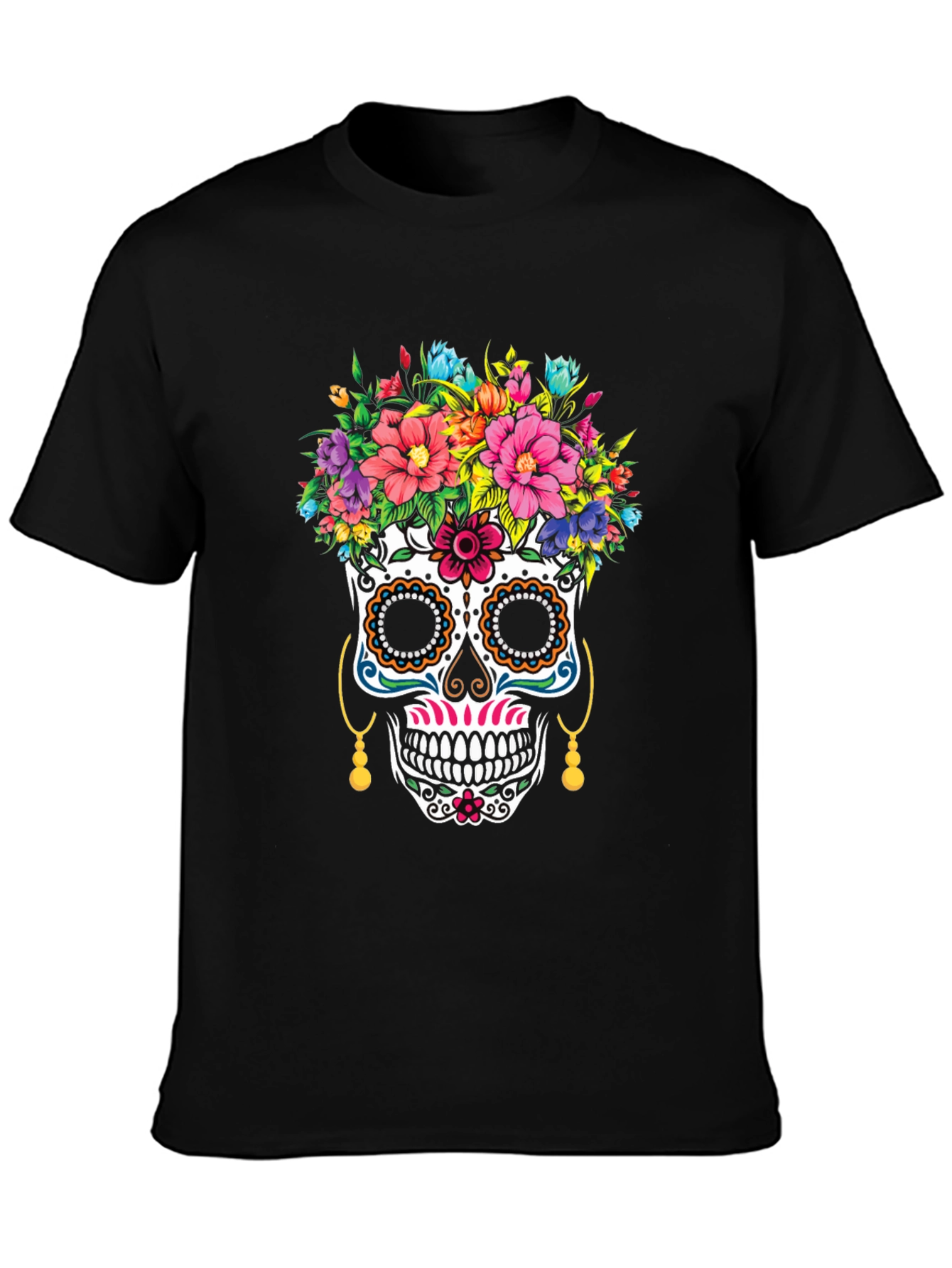 Sugar Skull Floral T-Shirt Day of the Dead