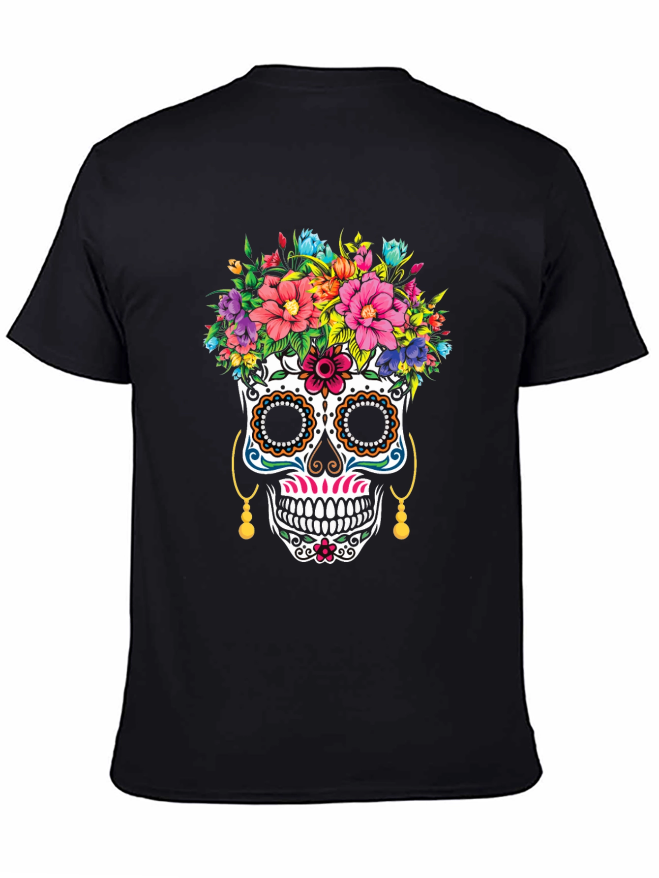 Sugar Skull Floral T-Shirt Day of the Dead