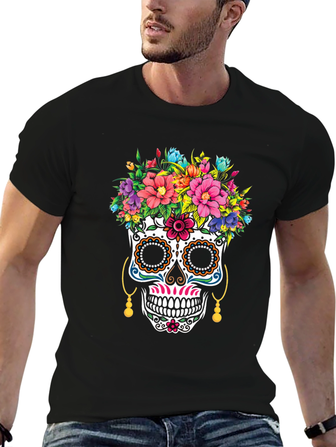 Sugar Skull Floral T-Shirt Day of the Dead