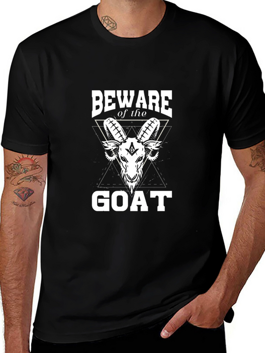 Beware of the Goat Graphic Tee - Black Cotton Shirt