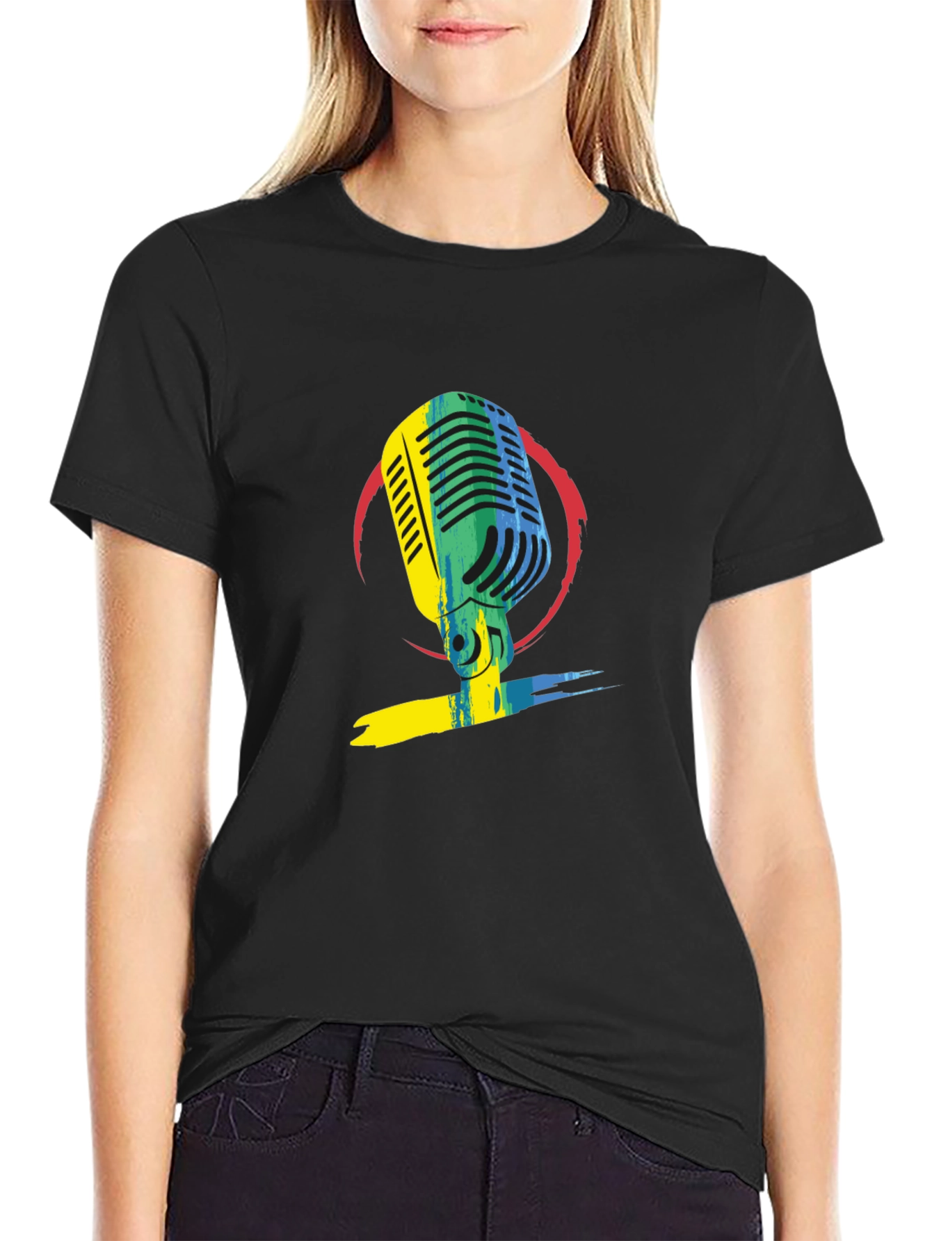 Retro Microphone Graphic Tee - Stylish Music Lover T-Shirt