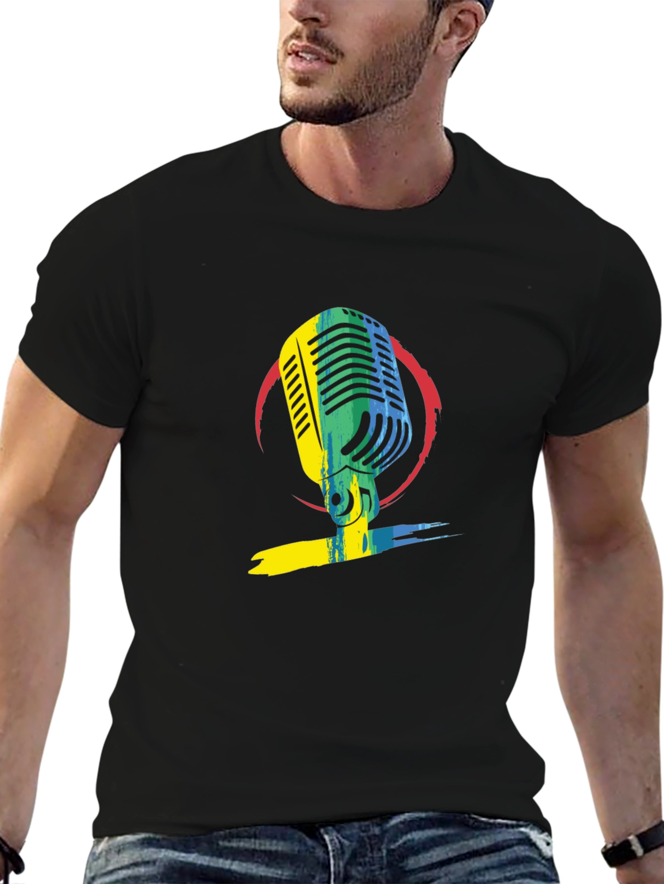 Retro Microphone Graphic Tee - Stylish Music Lover T-Shirt