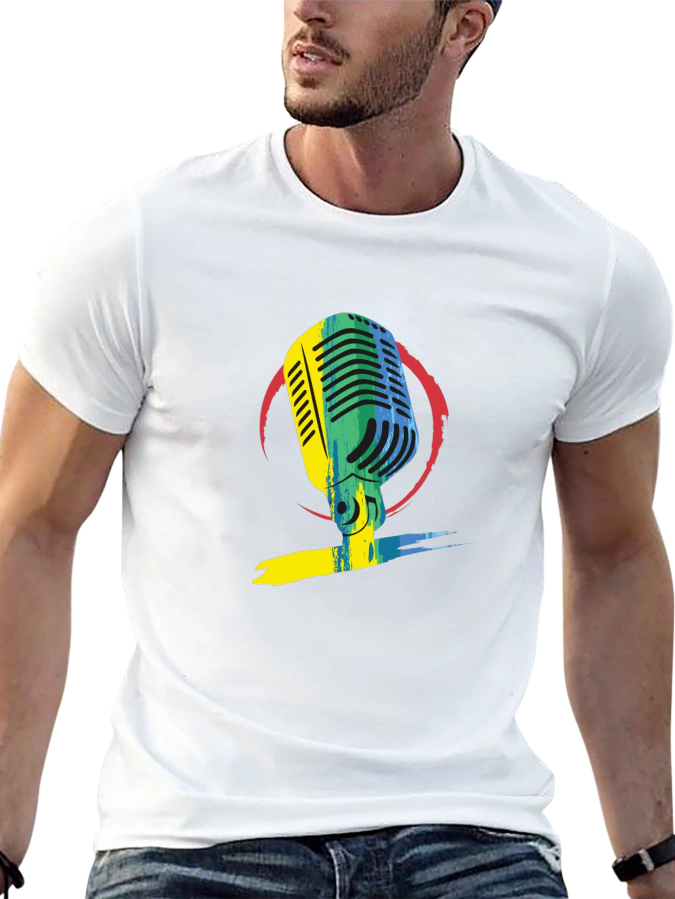 Retro Microphone Graphic Tee - Stylish Music Lover T-Shirt