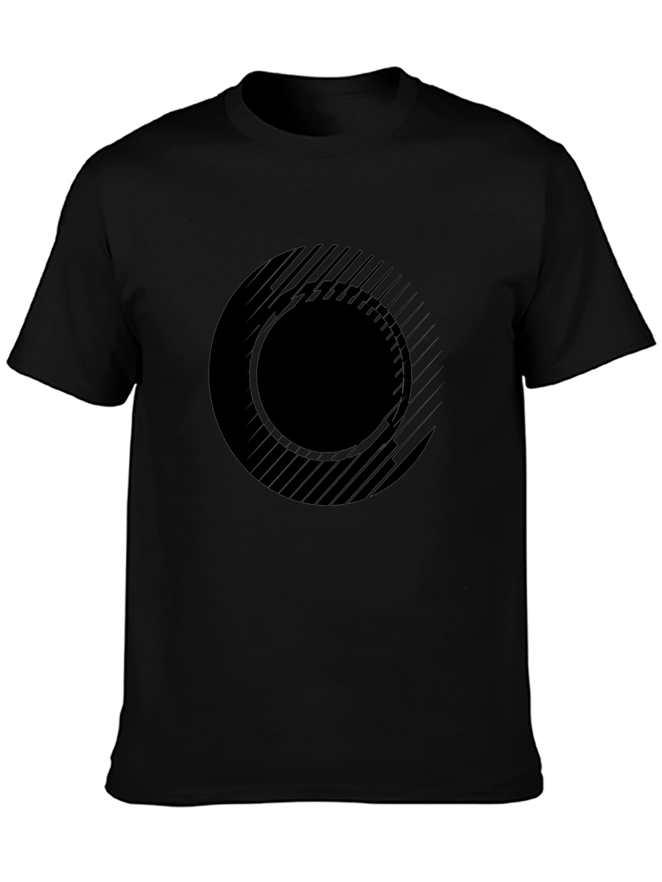 Abstract Circle Graphic Tee - Modern Black T-Shirt