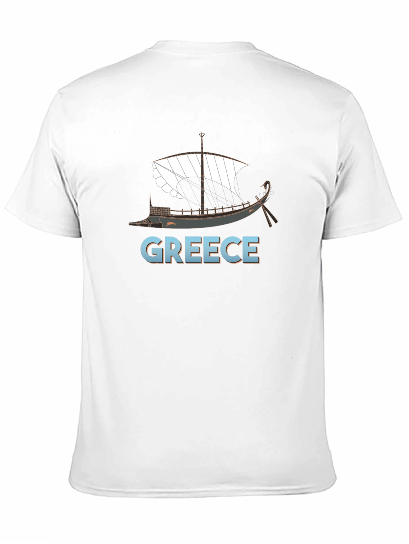 Greece Ancient Ship Graphic Tee - Black