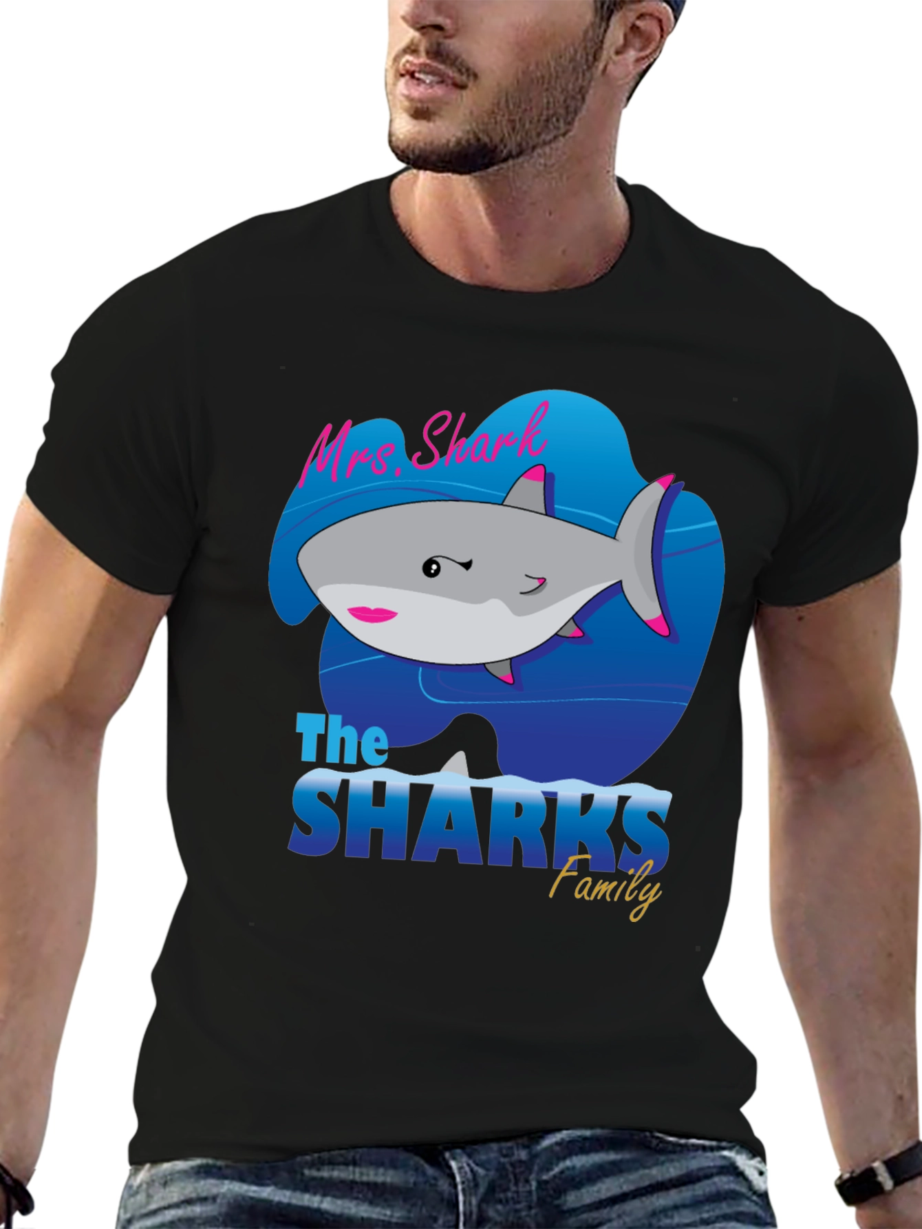 Mrs. Shark Family Graphic T-Shirt
