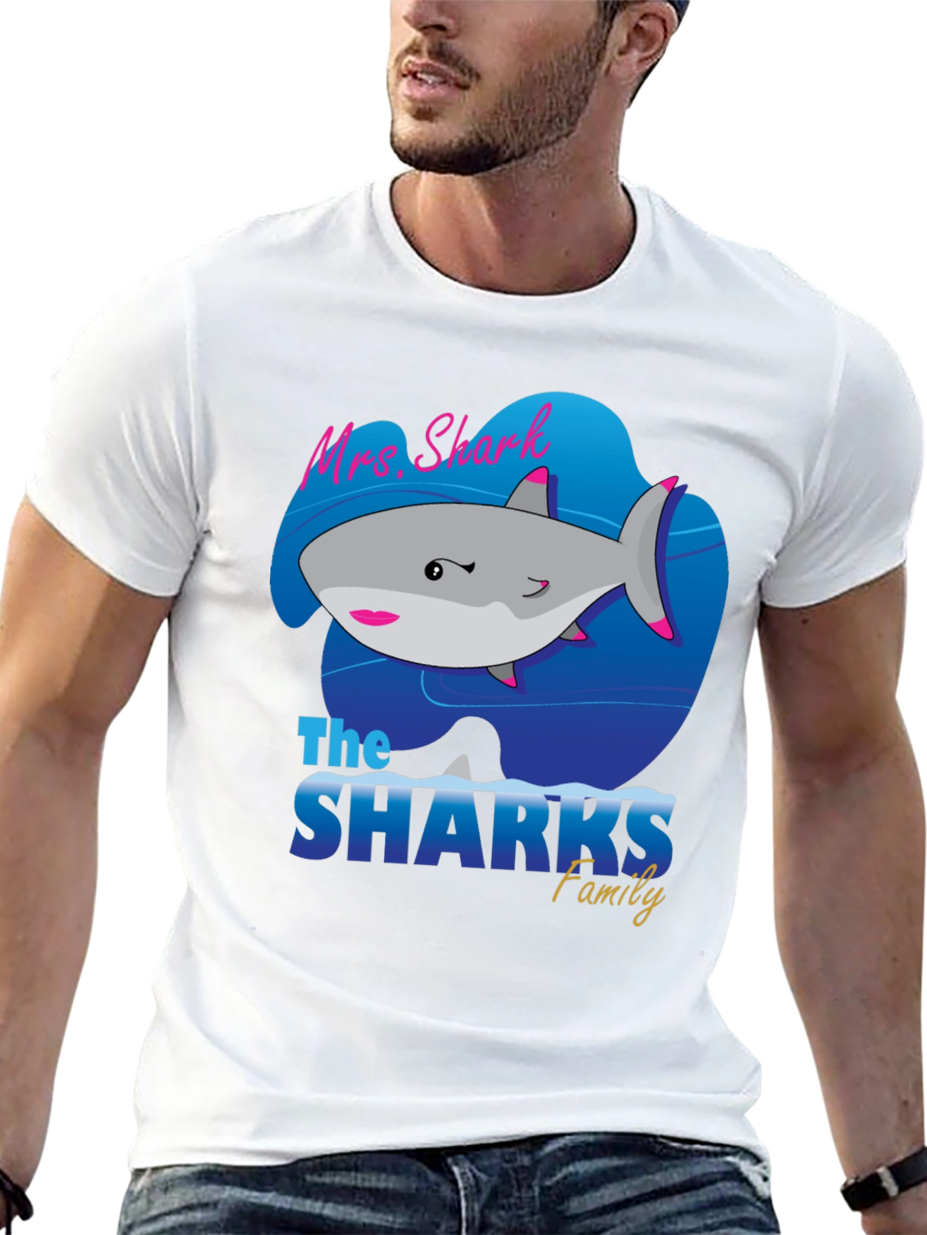 Mrs. Shark Family Graphic T-Shirt