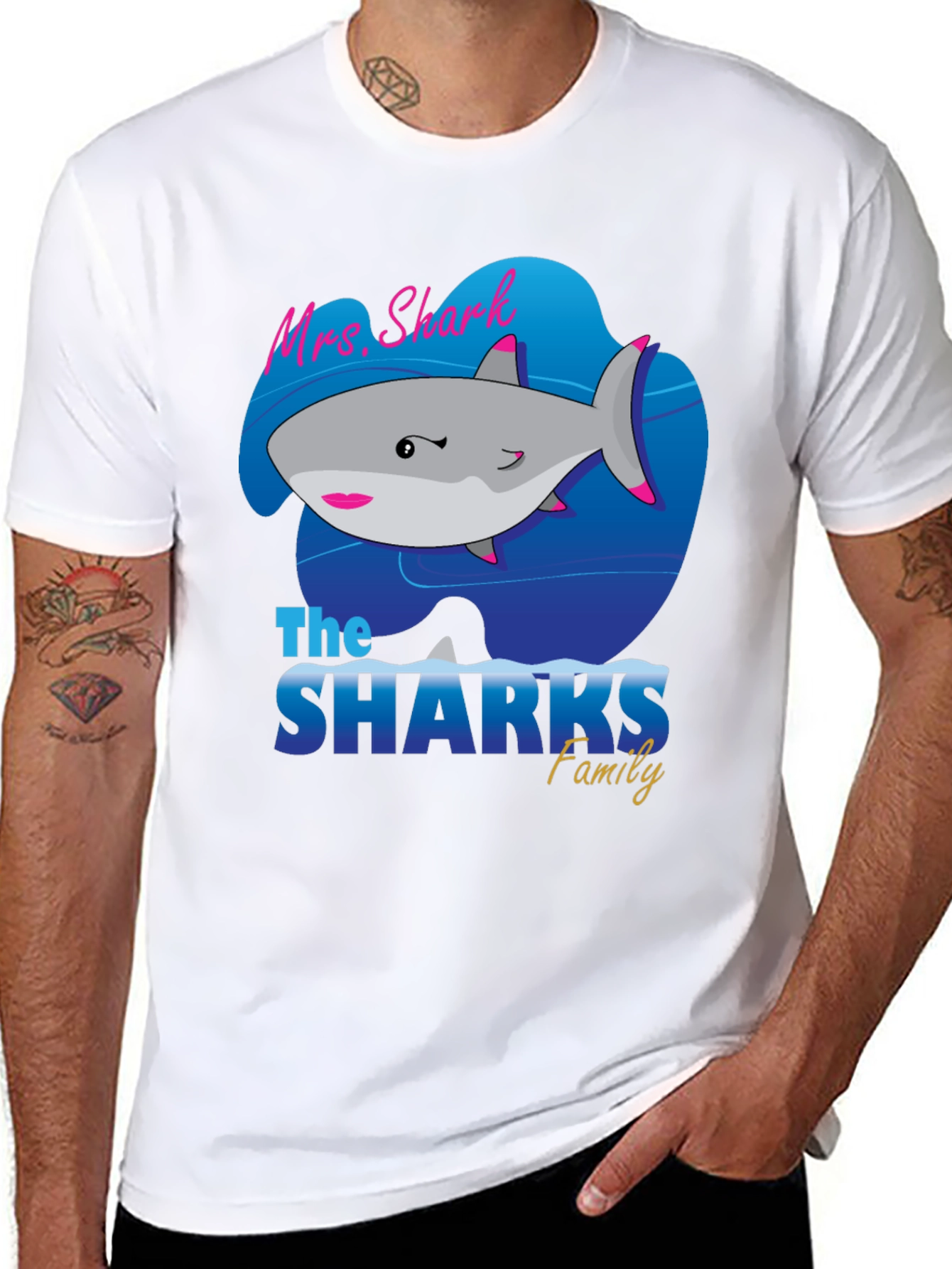 Mrs. Shark Family Graphic T-Shirt