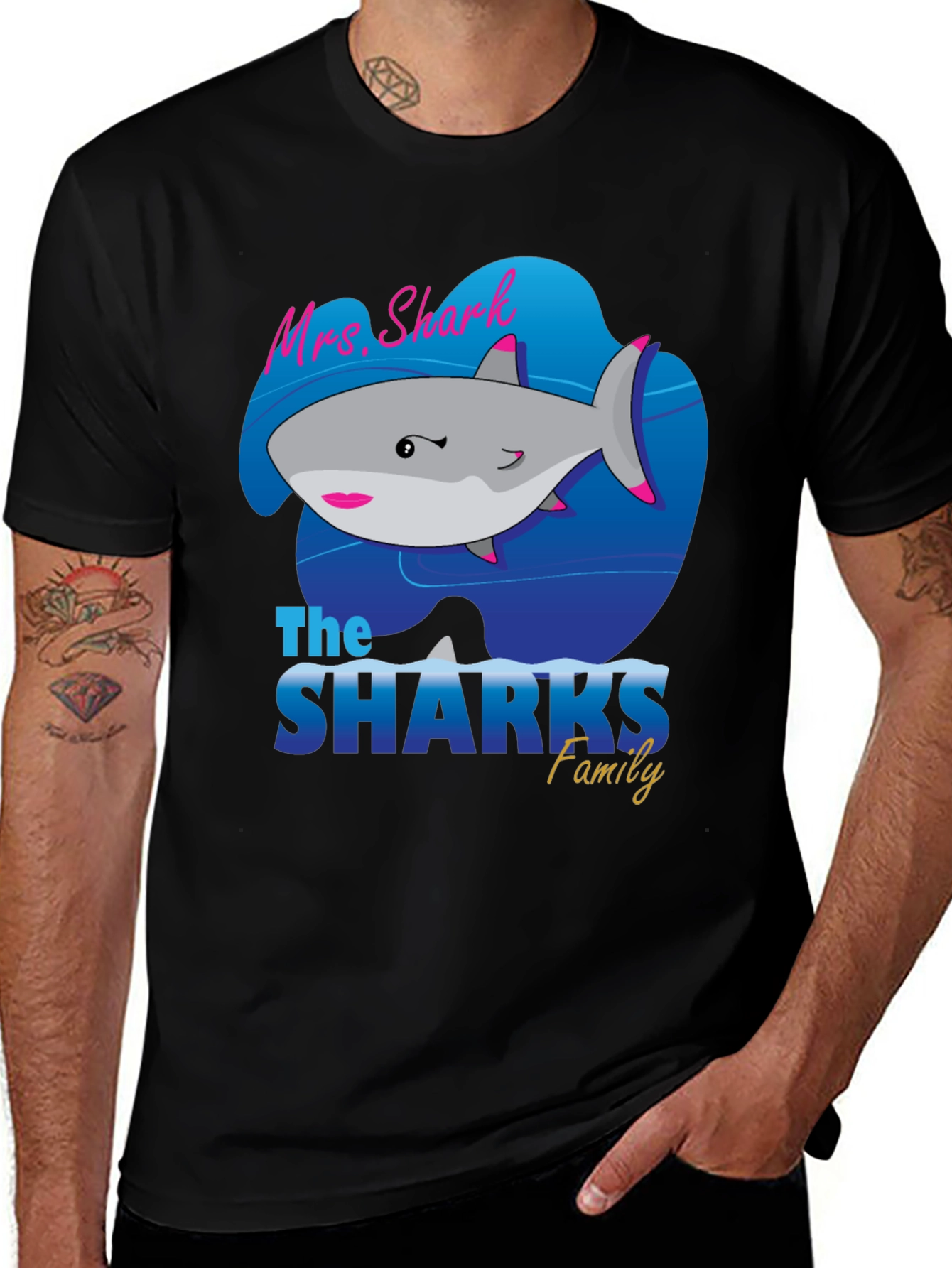 Mrs. Shark Family Graphic T-Shirt