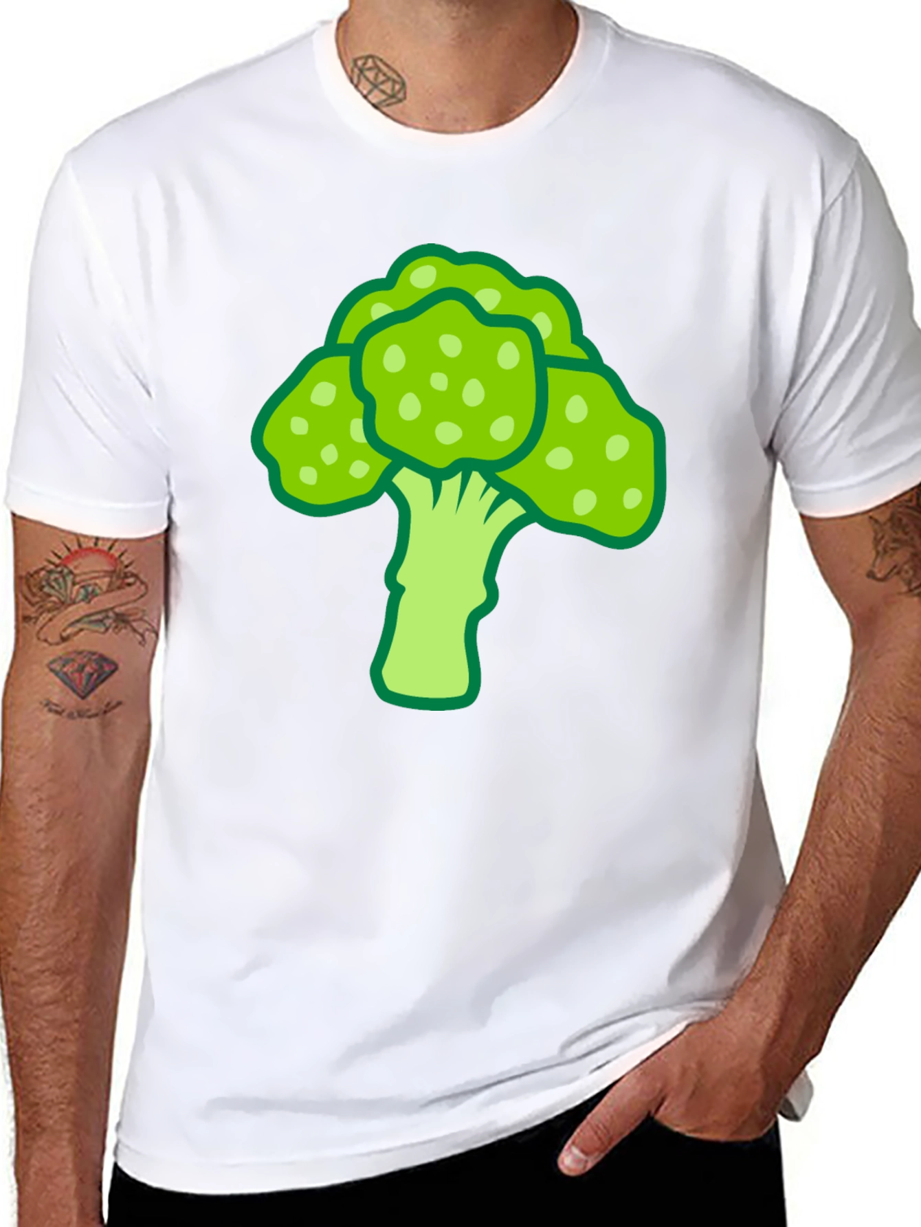 Broccoli Graphic Print Black T-Shirt