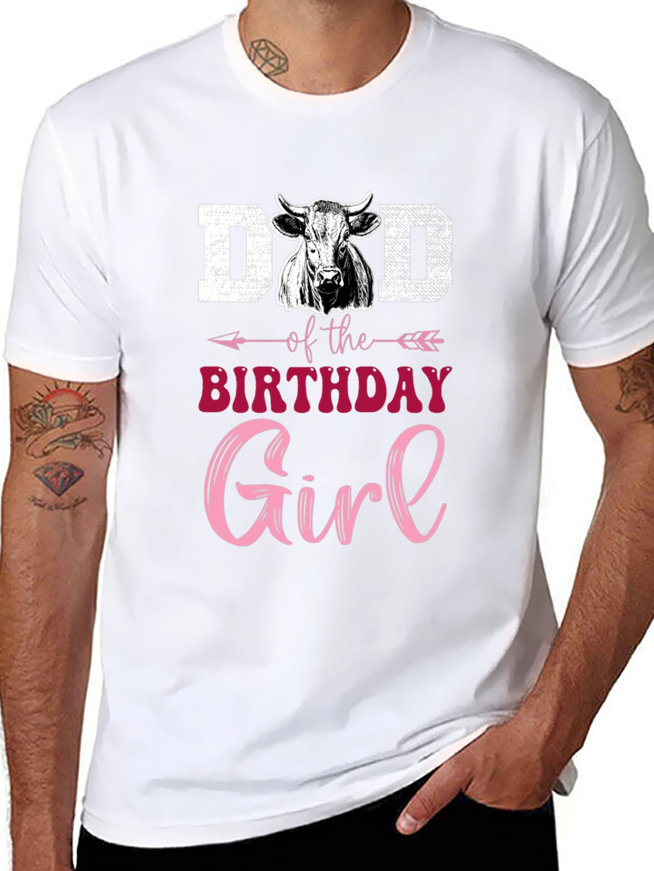 Dad of the Birthday Girl Cow T-Shirt