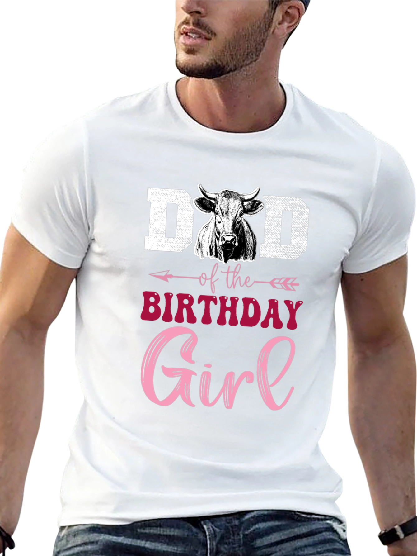 Dad of the Birthday Girl Cow T-Shirt