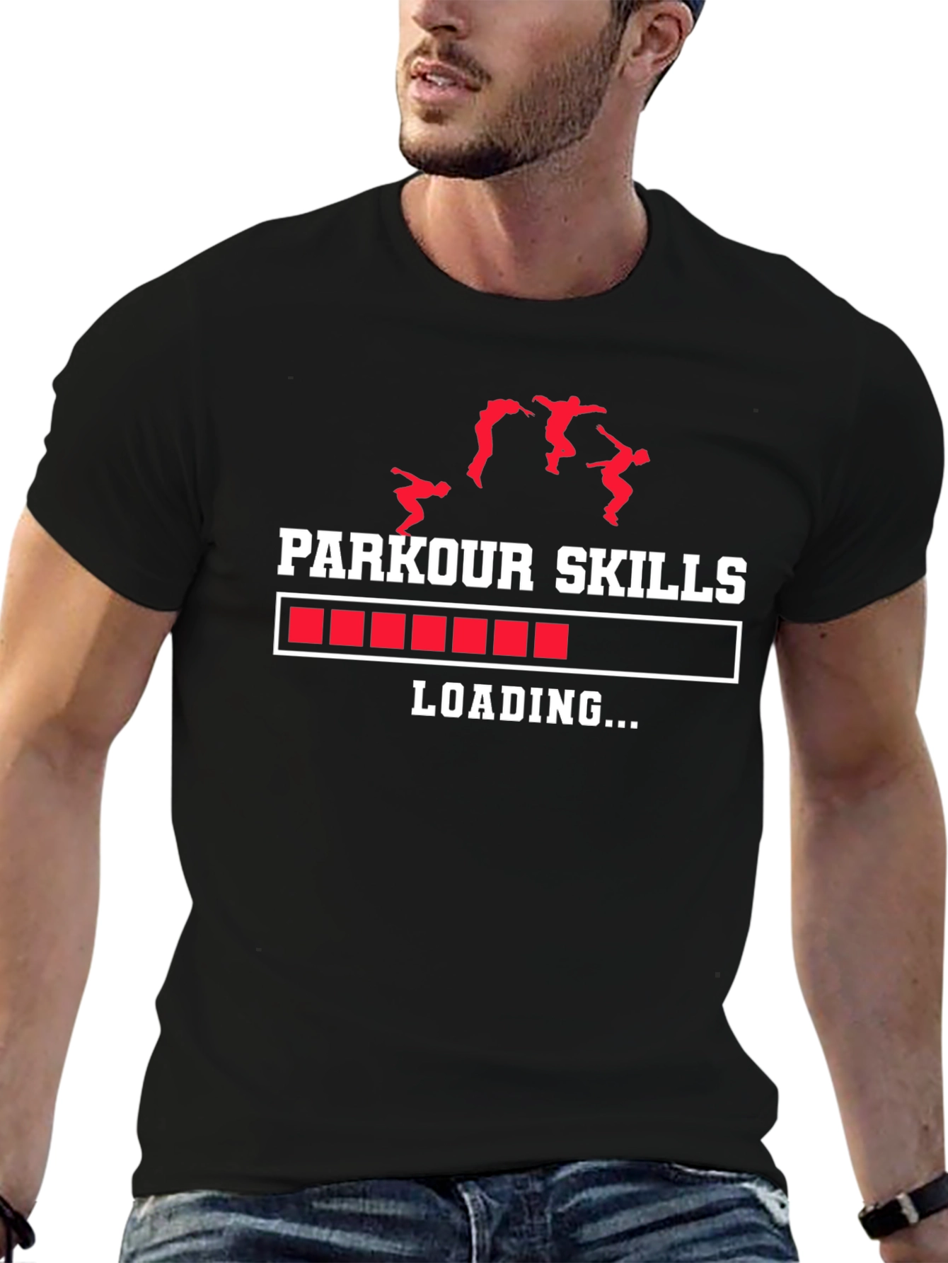 Parkour Skills Loading Graphic Tee - Black Cotton