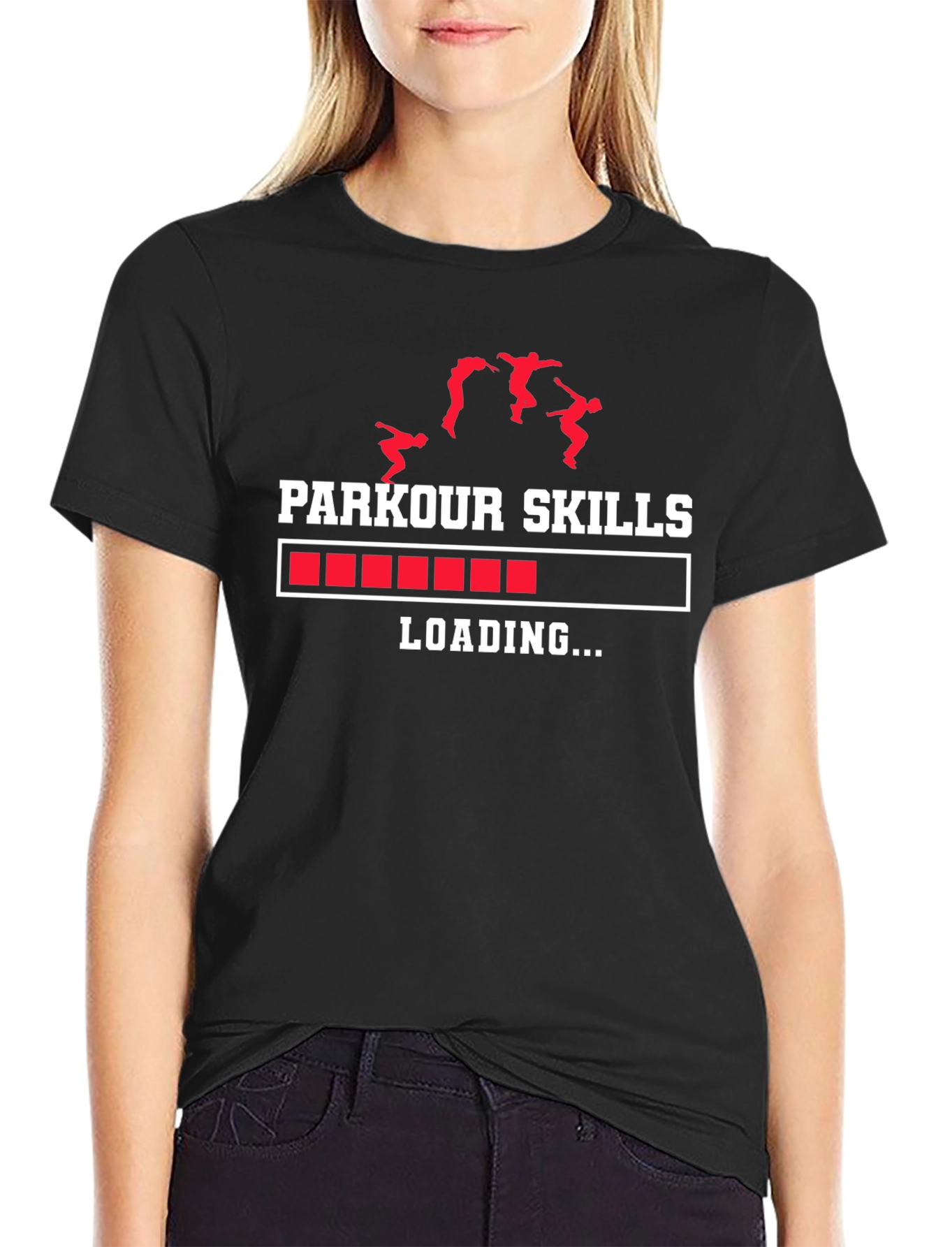 Parkour Skills Loading Graphic Tee - Black Cotton
