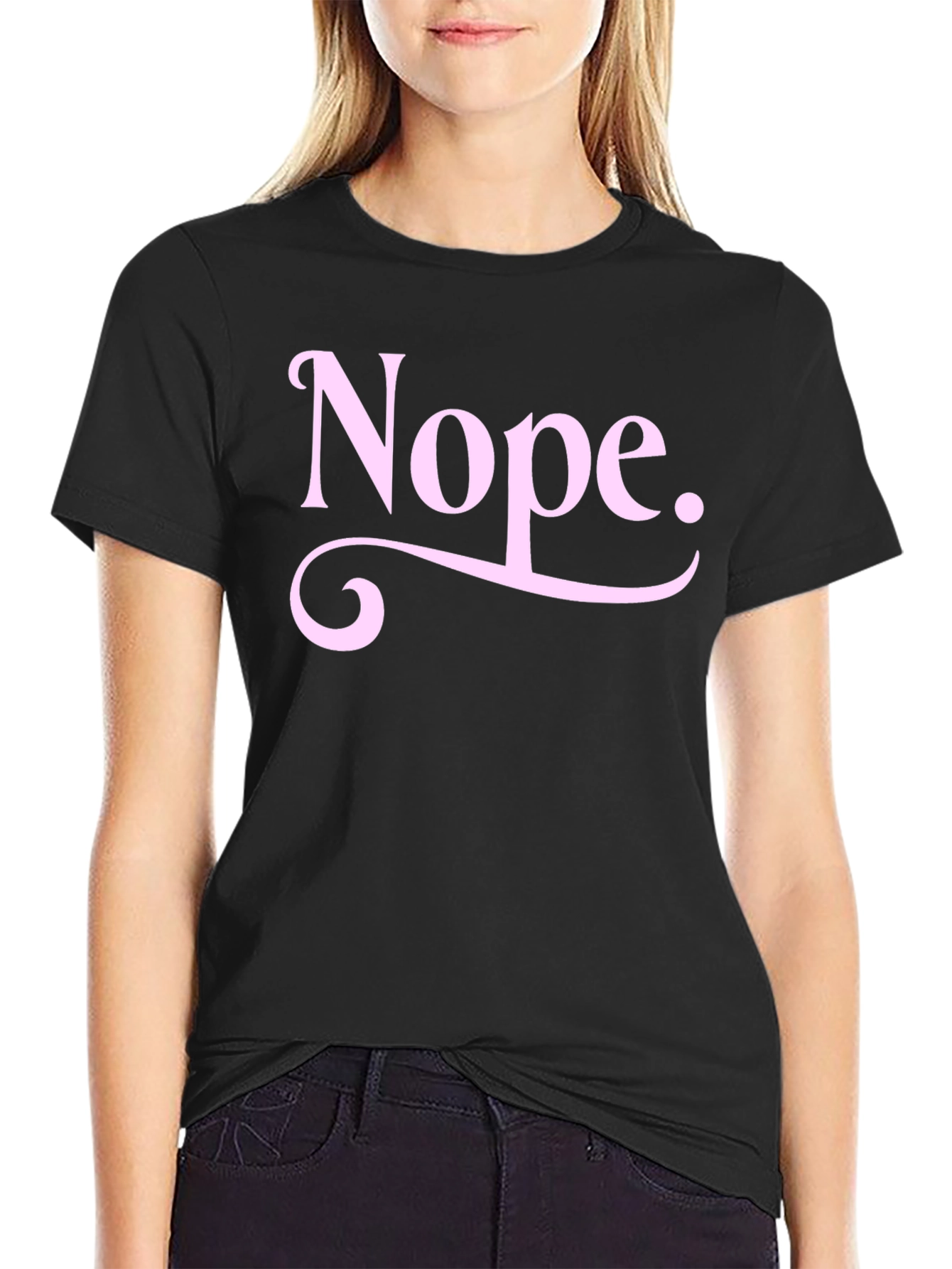 Nope Graphic Tee - Unisex Black Cotton T-Shirt