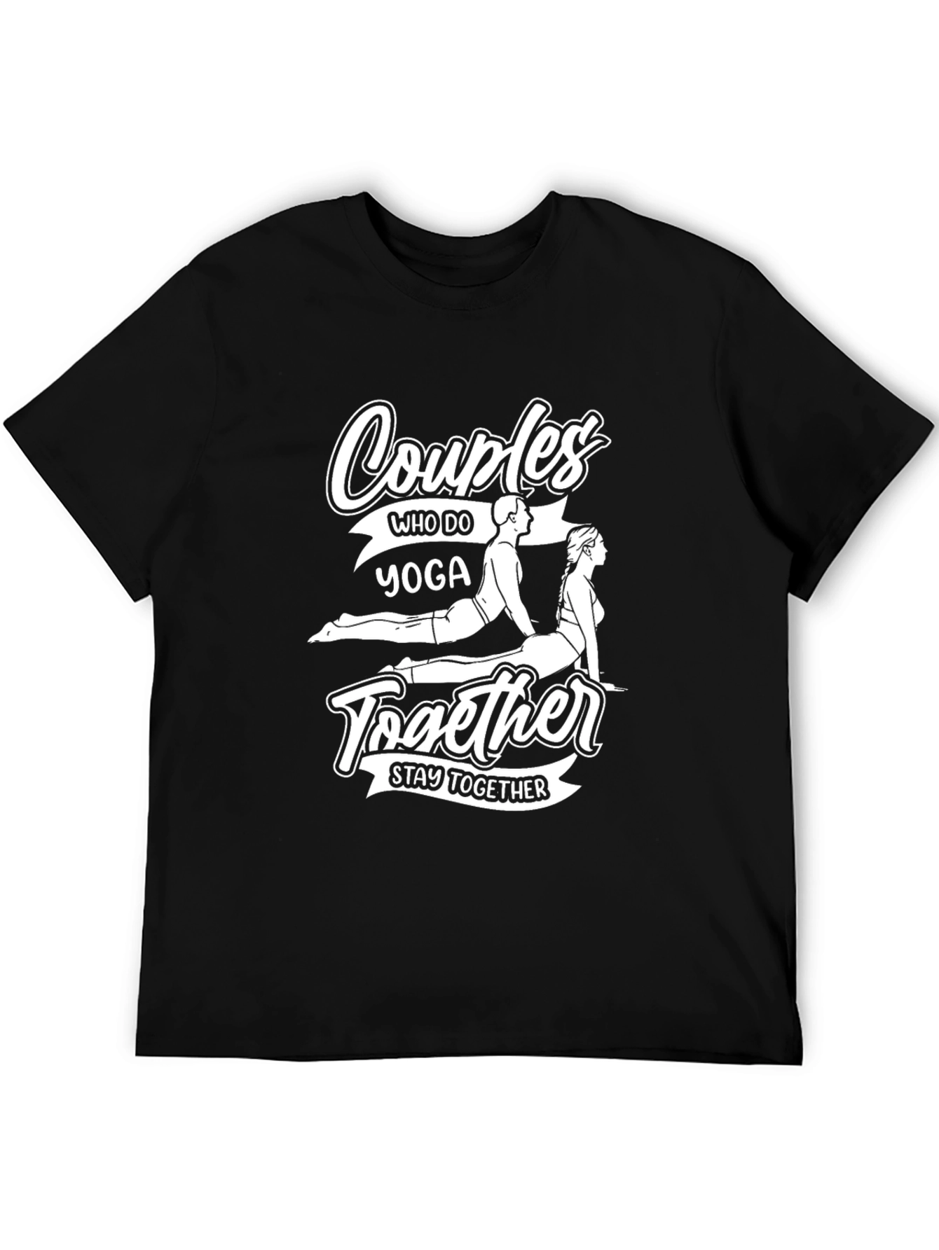 Couples Yoga Black T-Shirt Stay Together