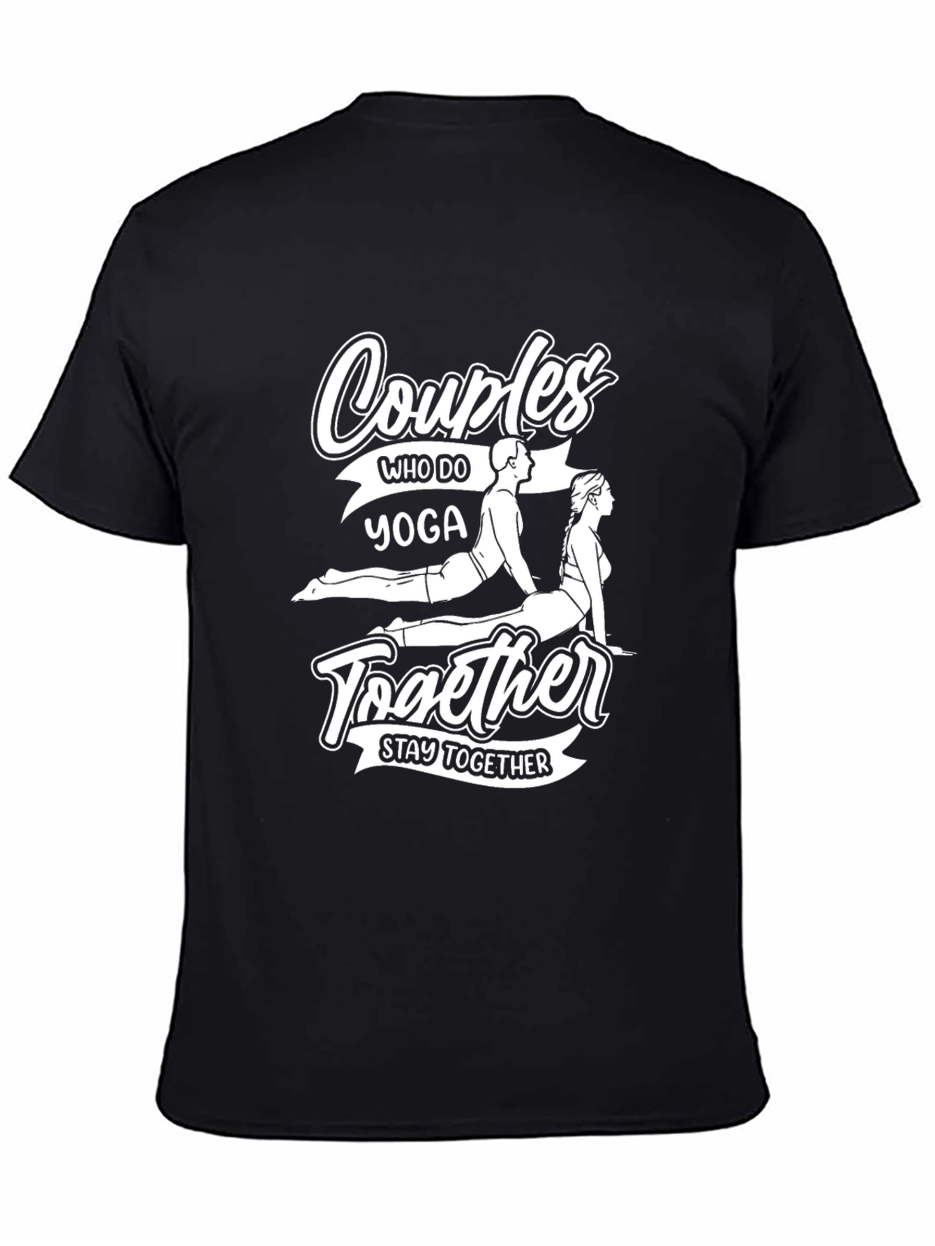 Couples Yoga Black T-Shirt Stay Together
