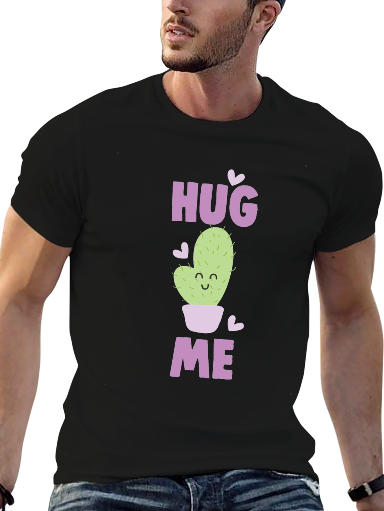 Hug Me Cactus Graphic Tee - Soft Cotton Blend