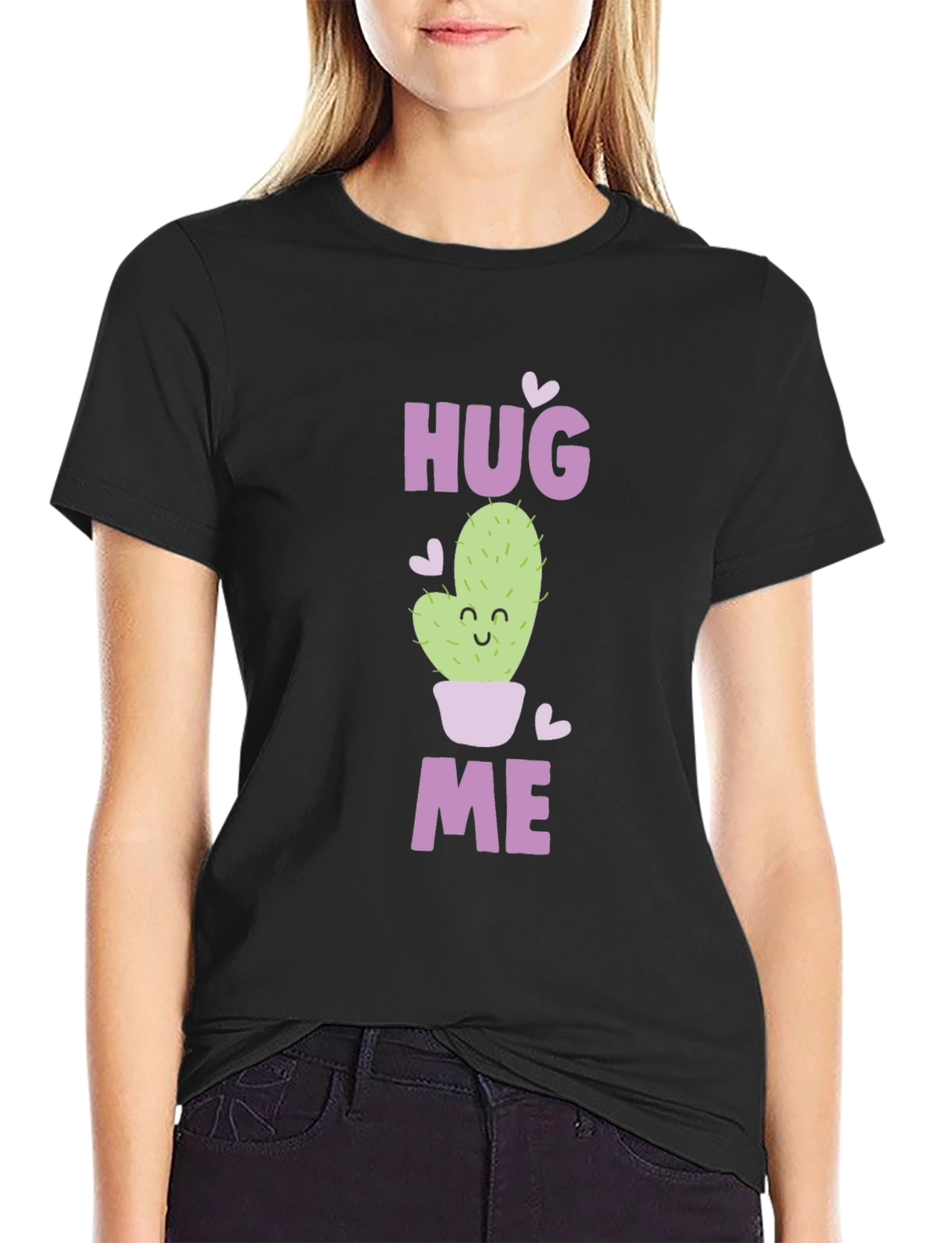 Hug Me Cactus Graphic Tee - Soft Cotton Blend