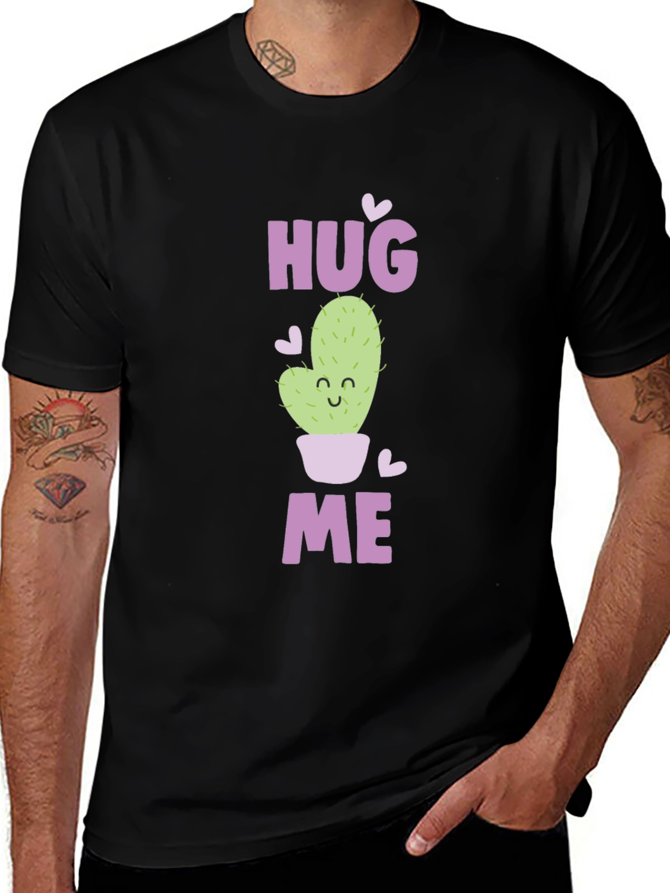 Hug Me Cactus Graphic Tee - Soft Cotton Blend