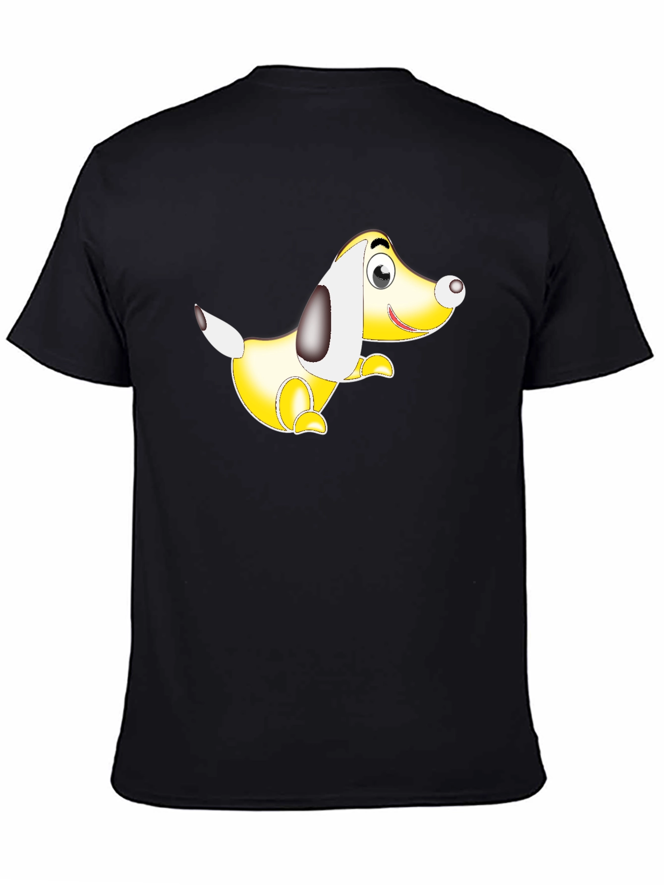 Black T-Shirt with Cartoon Dog Graphic