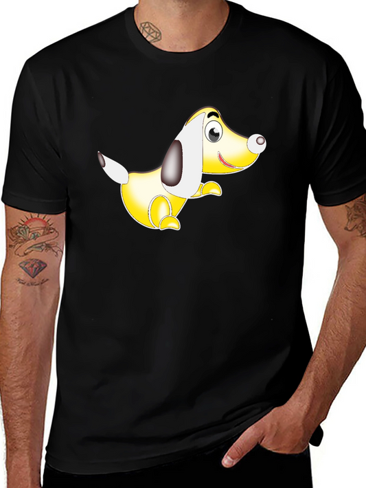 Black T-Shirt with Cartoon Dog Graphic
