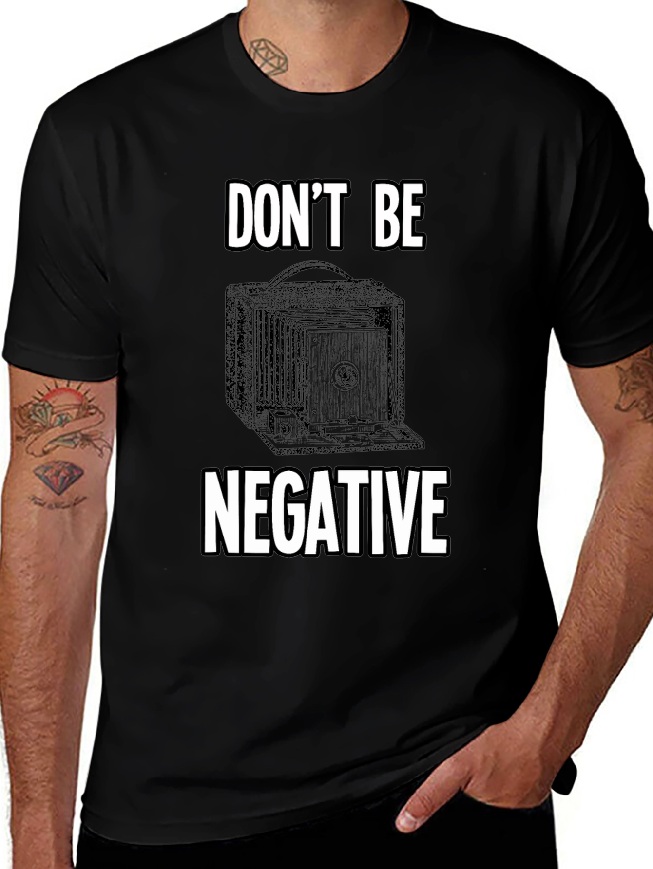 Dont Be Negative Camera Graphic T-Shirt