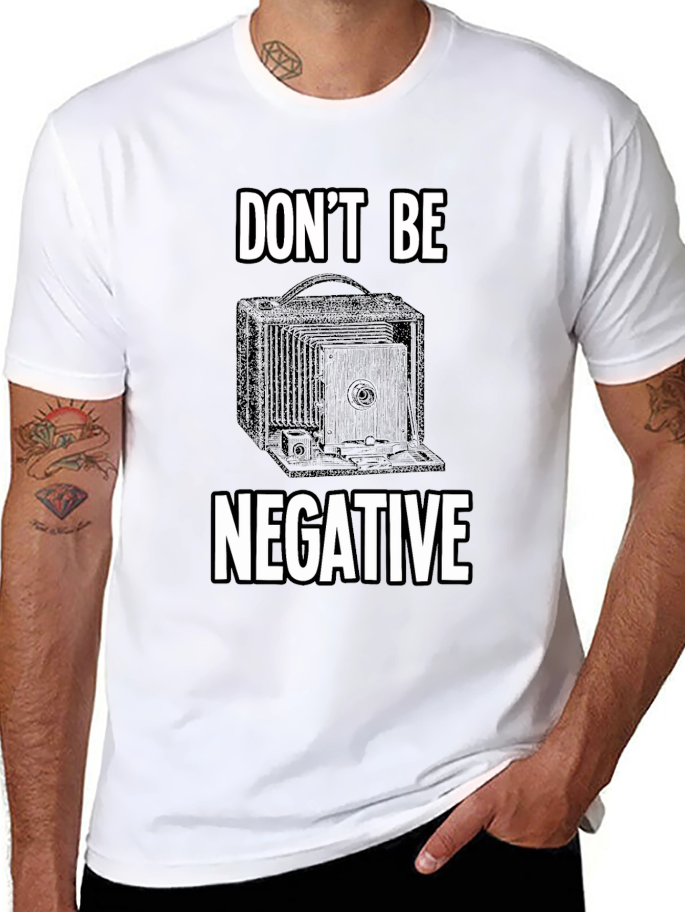 Dont Be Negative Camera Graphic T-Shirt
