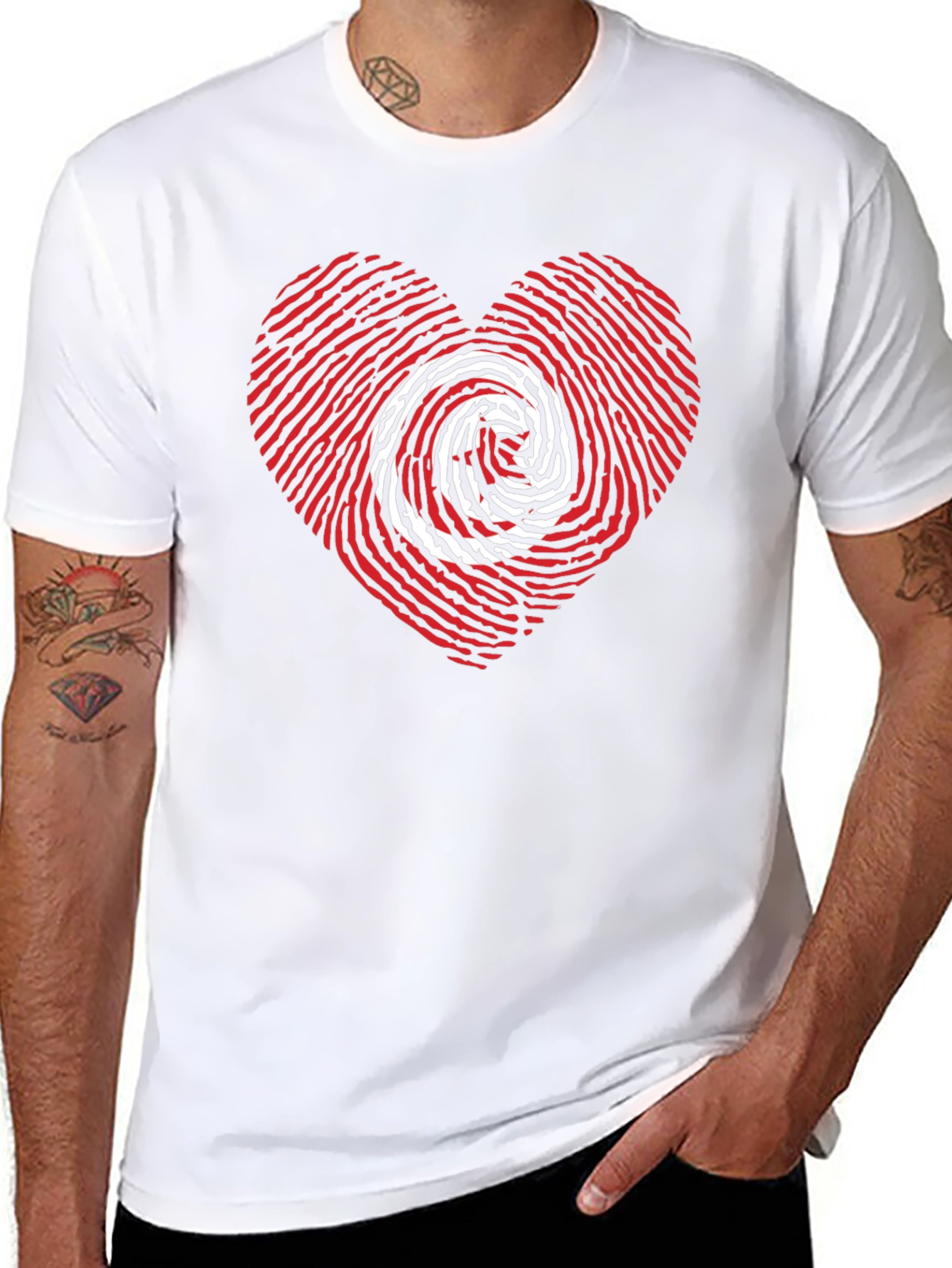 Heart Fingerprint Graphic Tee - Black