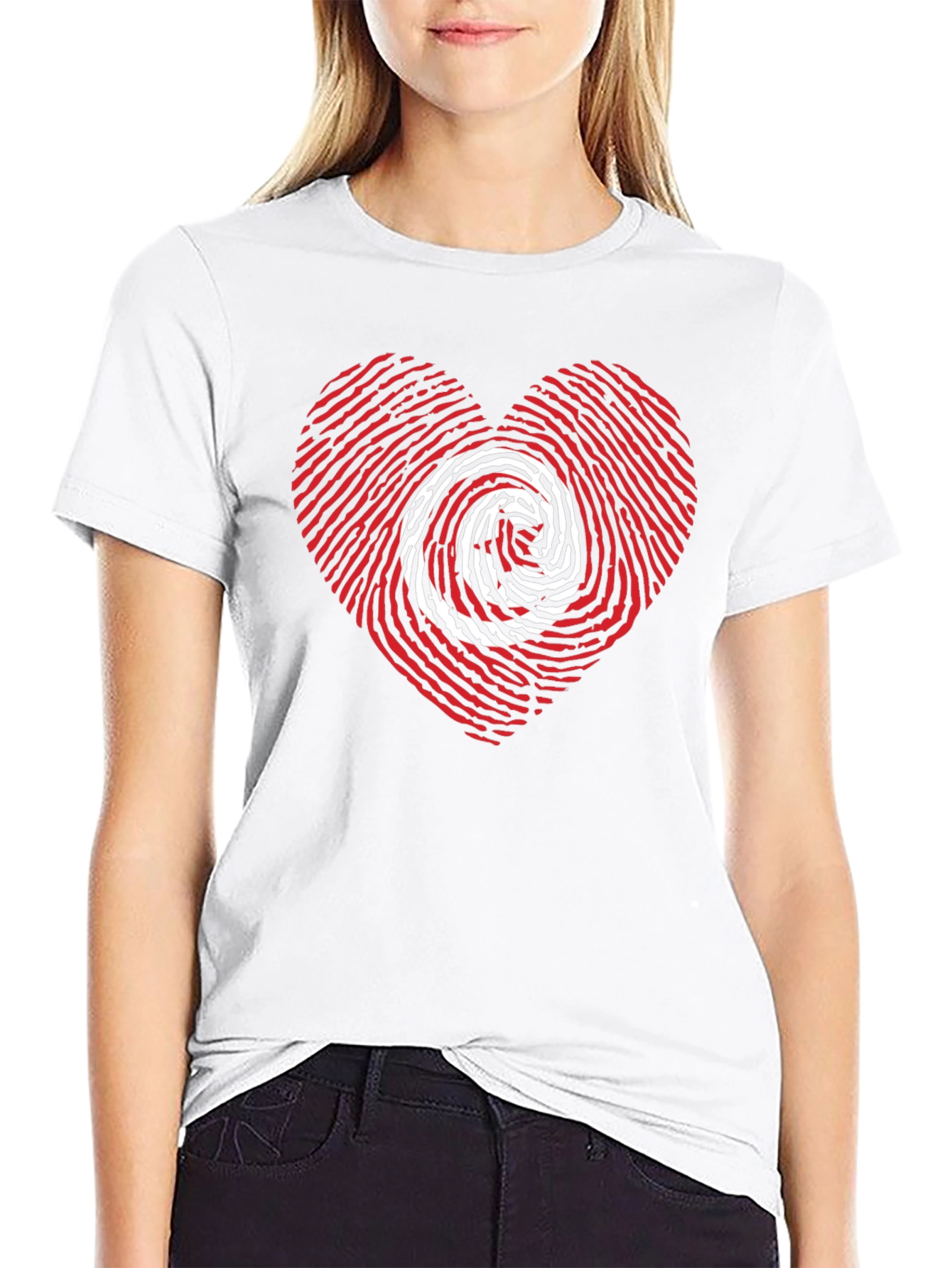Heart Fingerprint Graphic Tee - Black