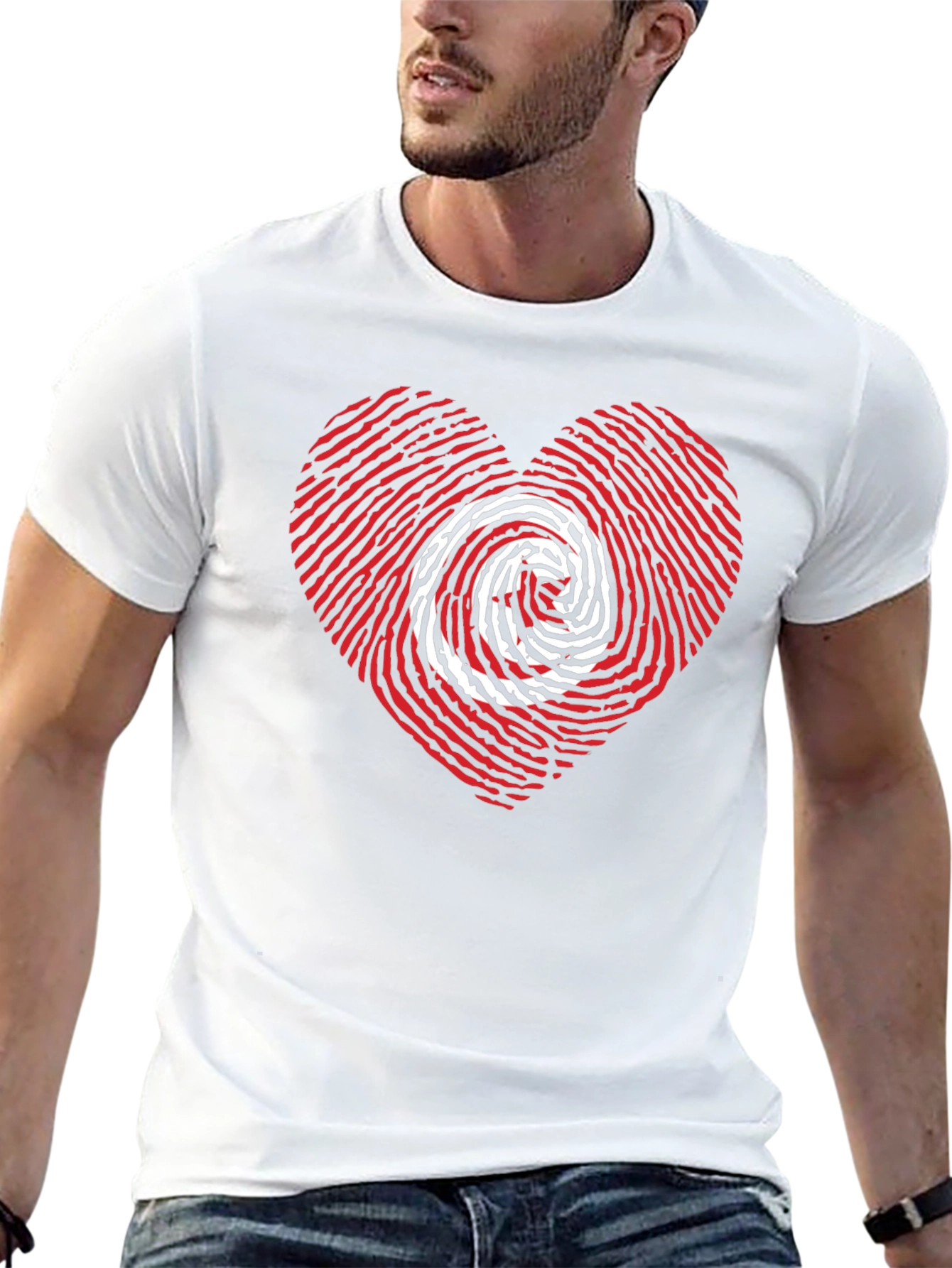 Heart Fingerprint Graphic Tee - Black