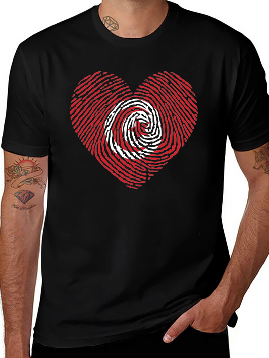 Heart Fingerprint Graphic Tee - Black