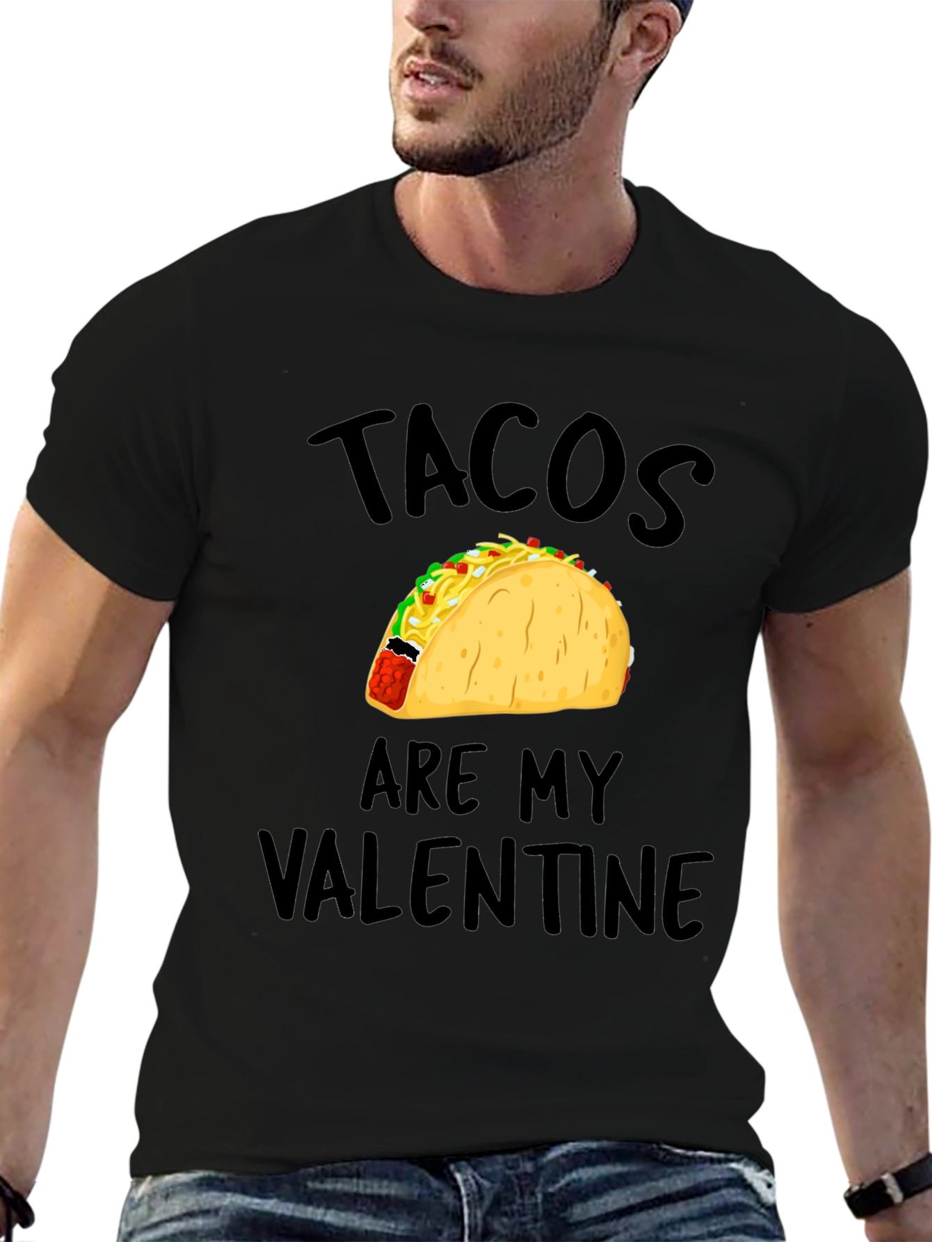 Tacos Are My Valentine Mens Black T-Shirt
