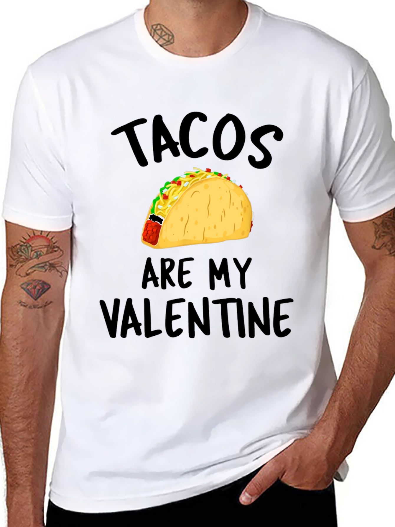Tacos Are My Valentine Mens Black T-Shirt