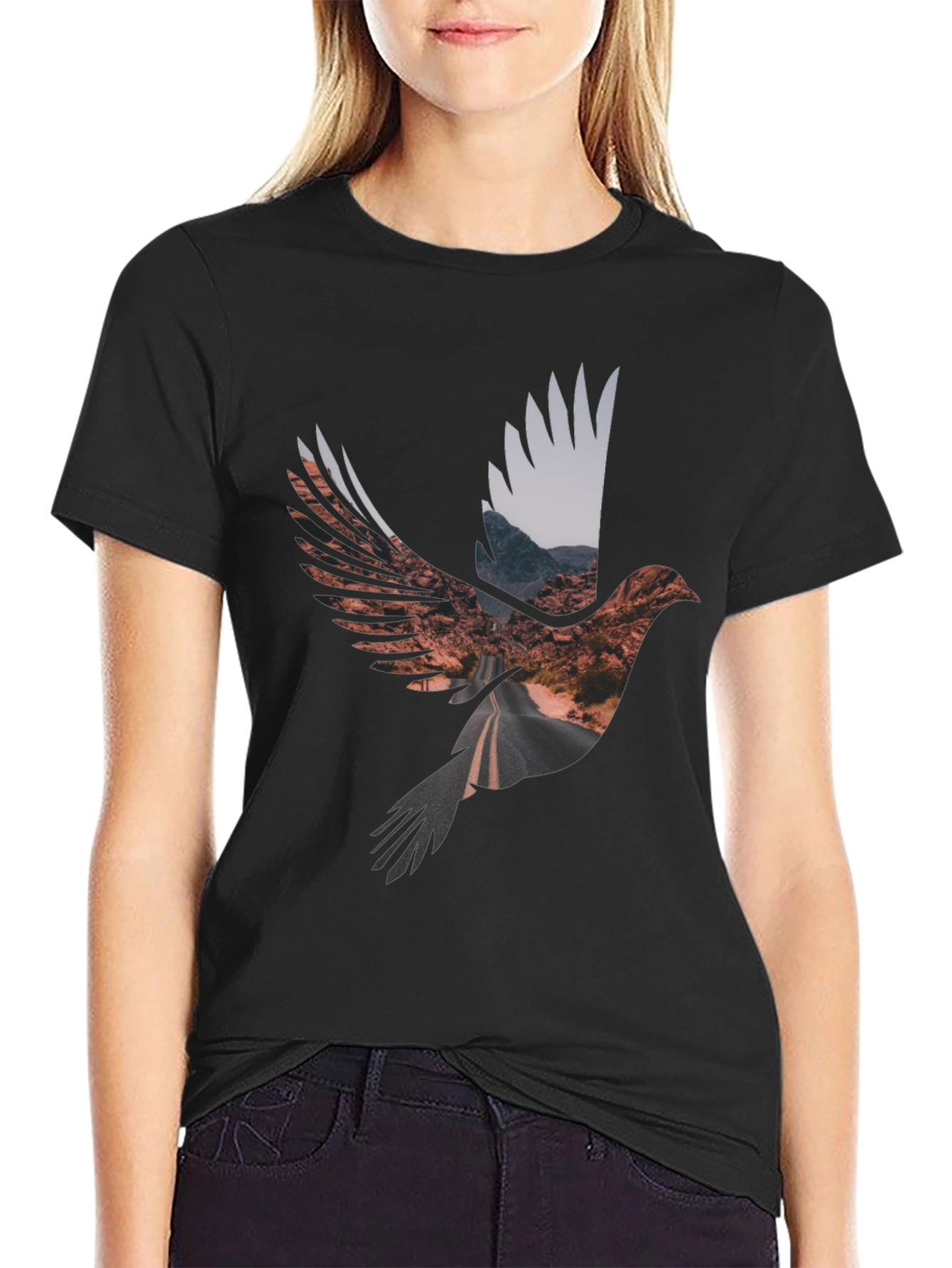 Roadway Bird Graphic Tee - Black