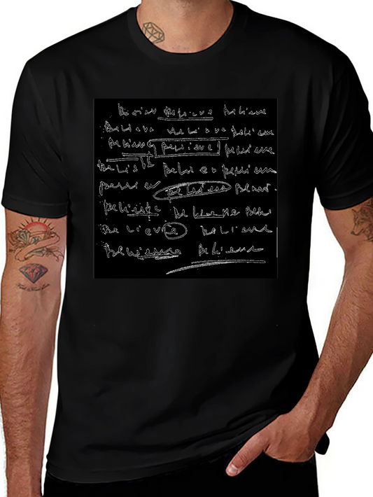 Abstract Script Black T-Shirt