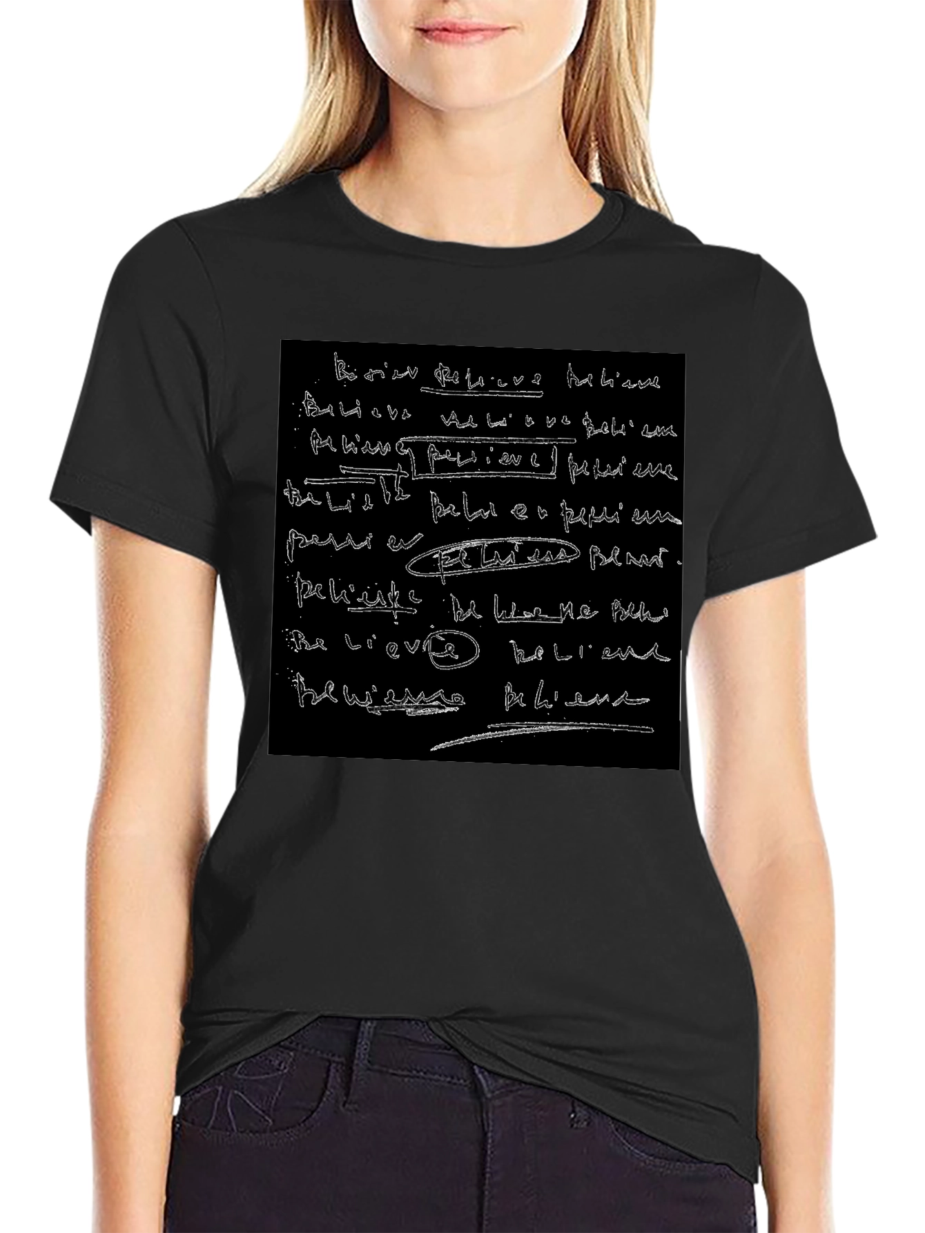 Abstract Script Black T-Shirt