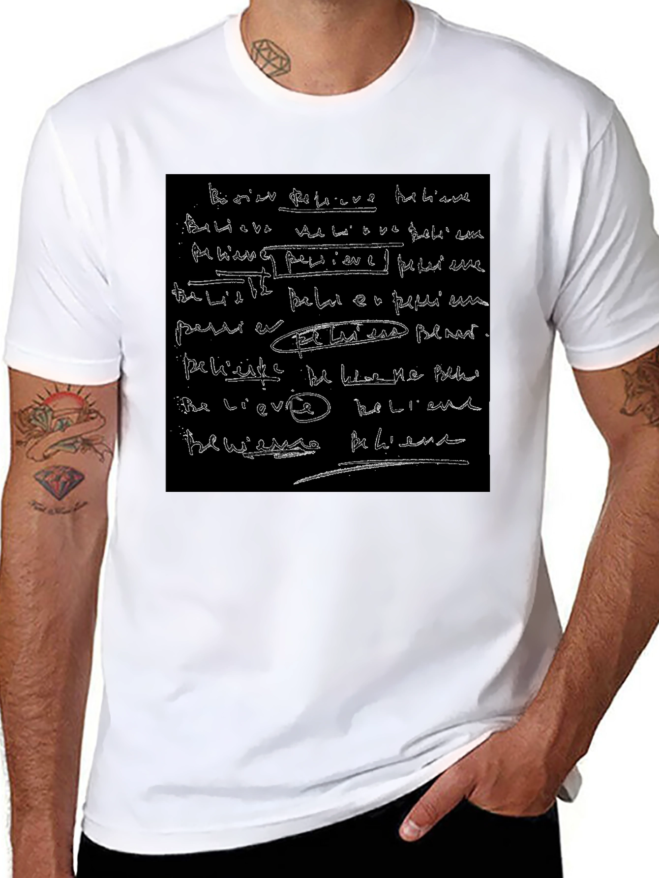 Abstract Script Black T-Shirt