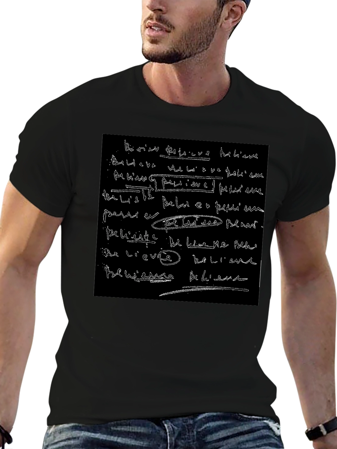 Abstract Script Black T-Shirt