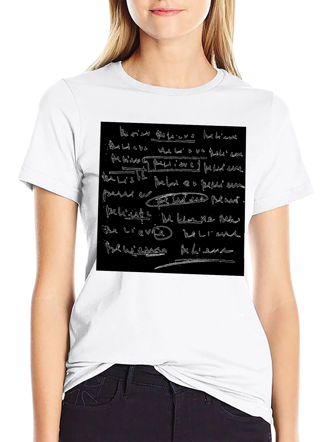 Abstract Script Black T-Shirt