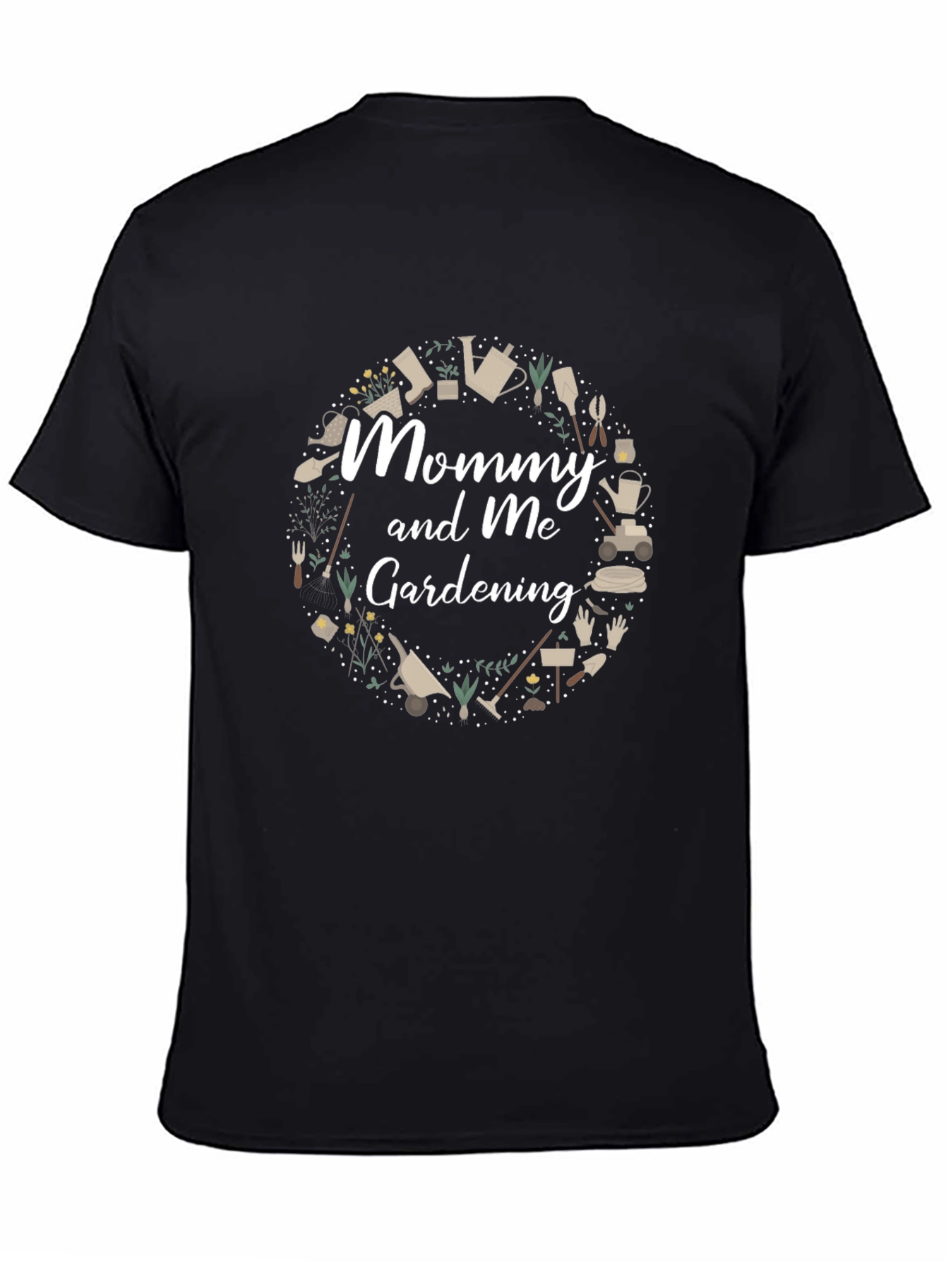 Mommy and Me Gardening T-Shirt - Black Graphic Tee