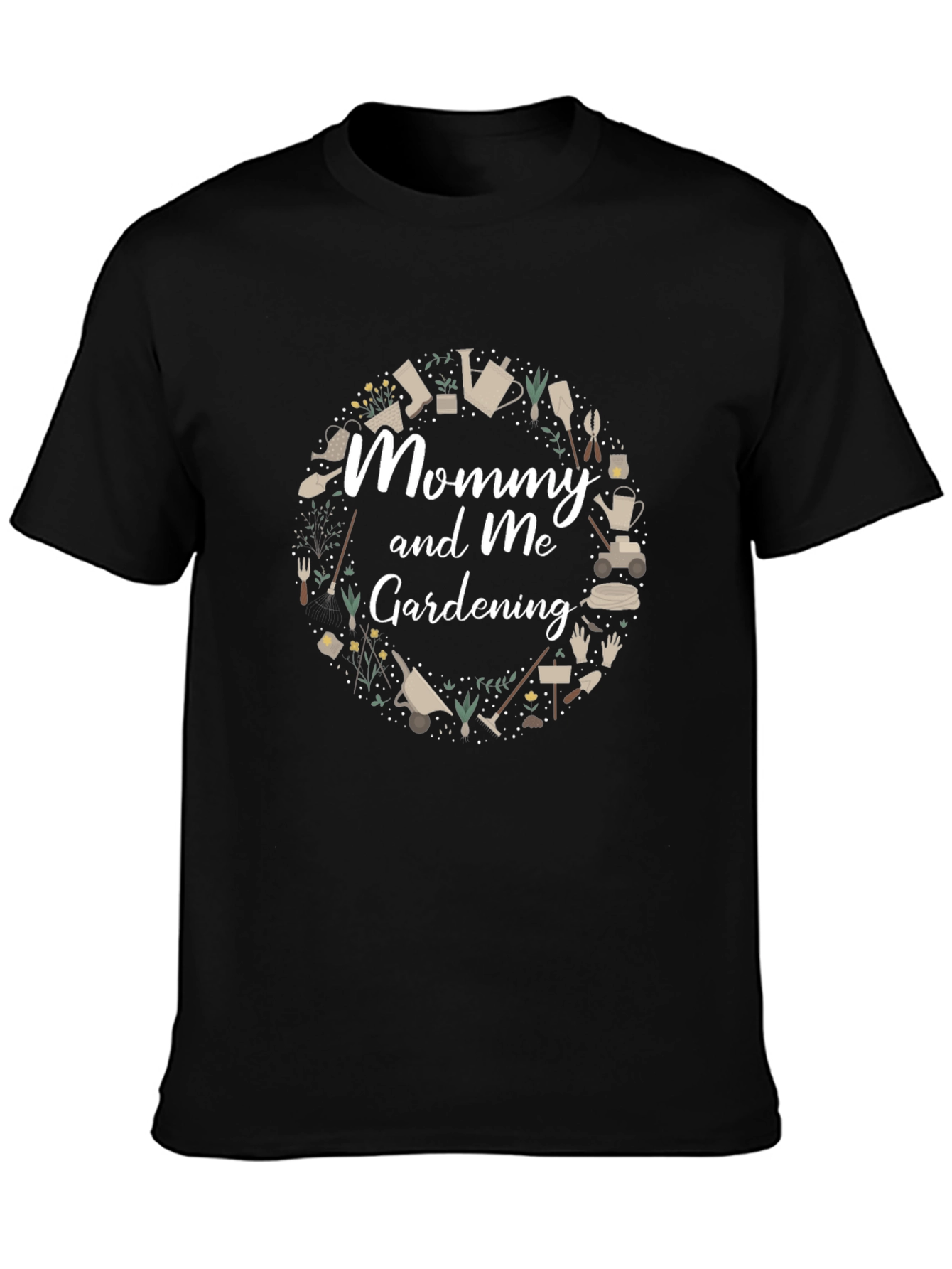 Mommy and Me Gardening T-Shirt - Black Graphic Tee