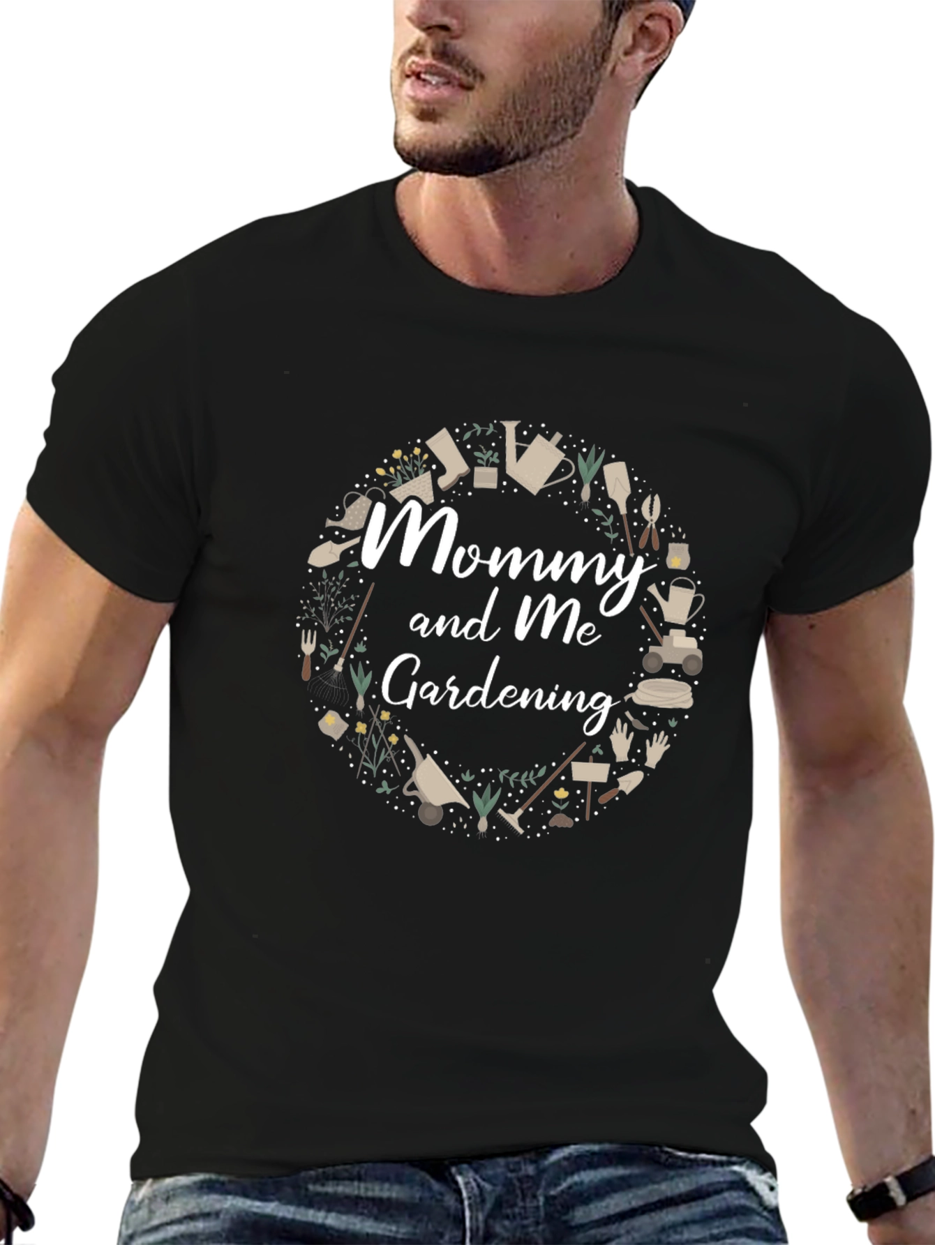 Mommy and Me Gardening T-Shirt - Black Graphic Tee