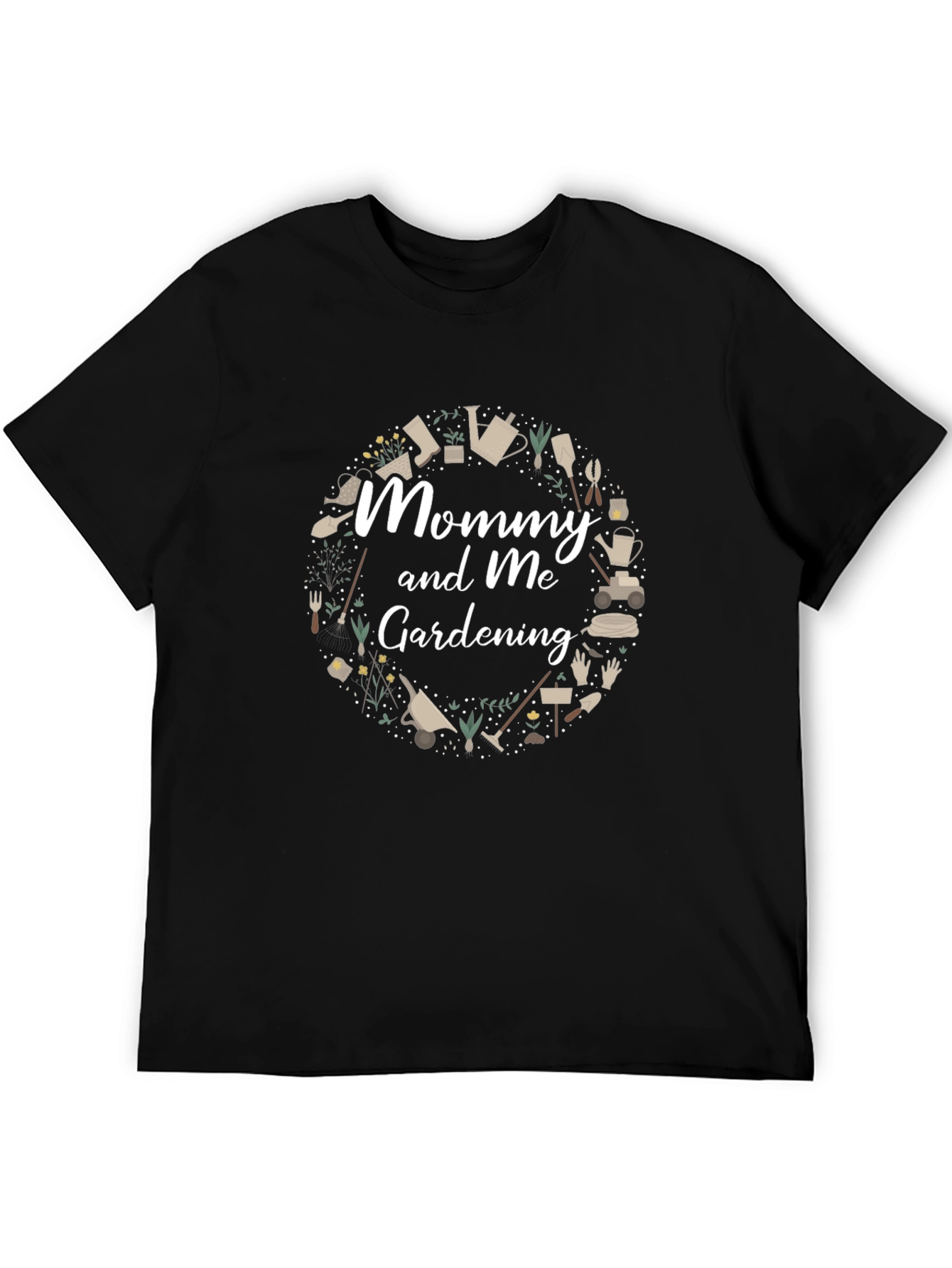 Mommy and Me Gardening T-Shirt - Black Graphic Tee