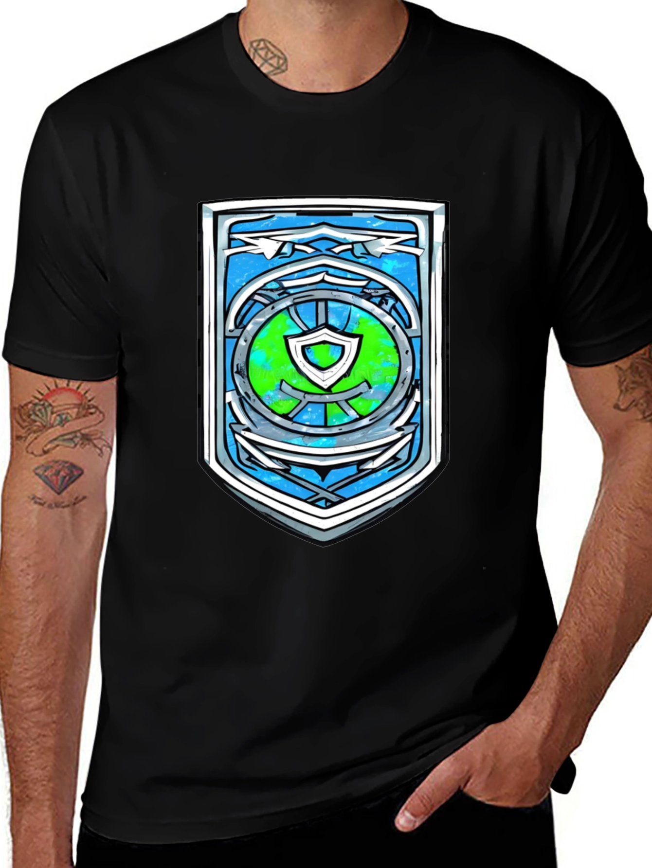 Graphic Shield T-Shirt - Mens Black Tee