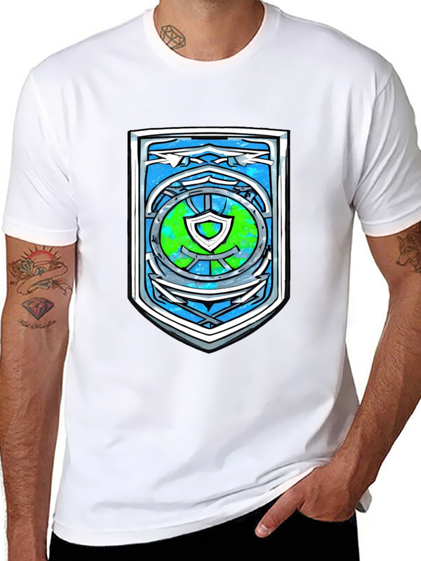 Graphic Shield T-Shirt - Mens Black Tee