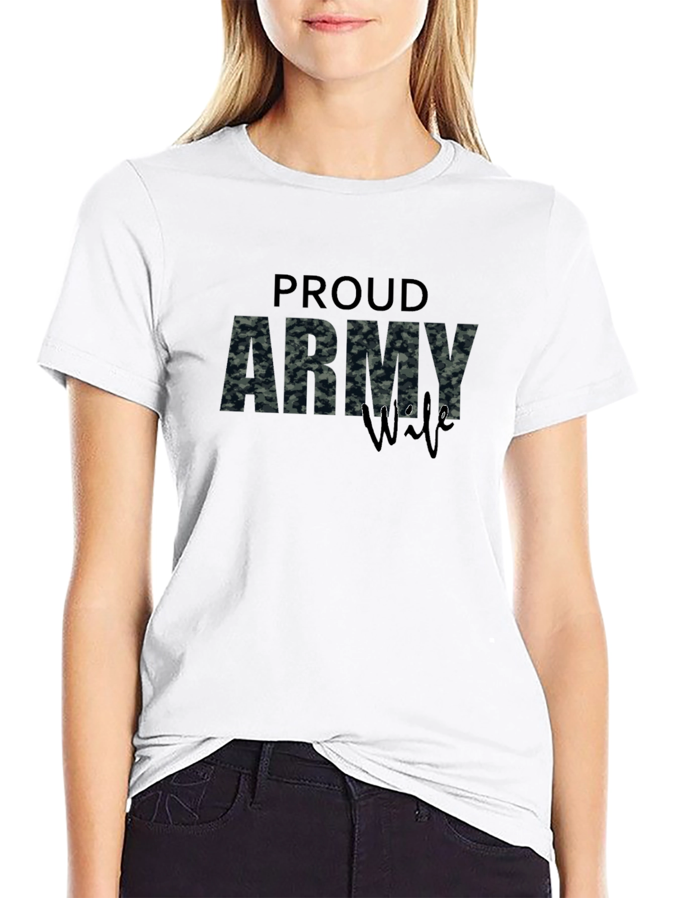 Proud Army Wife T-Shirt - Black