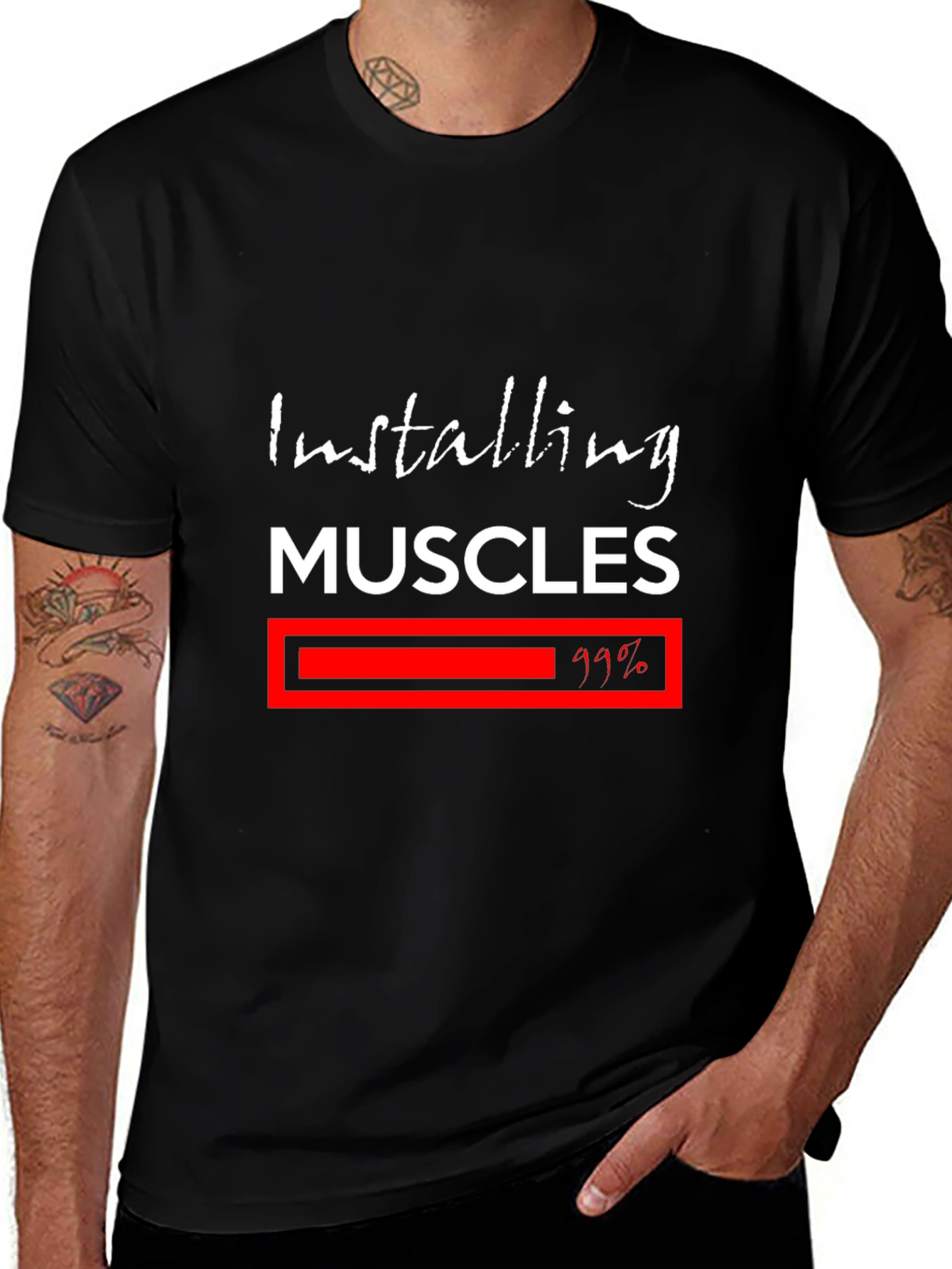 Installing Muscles T-Shirt - Fitness Motivation Tee