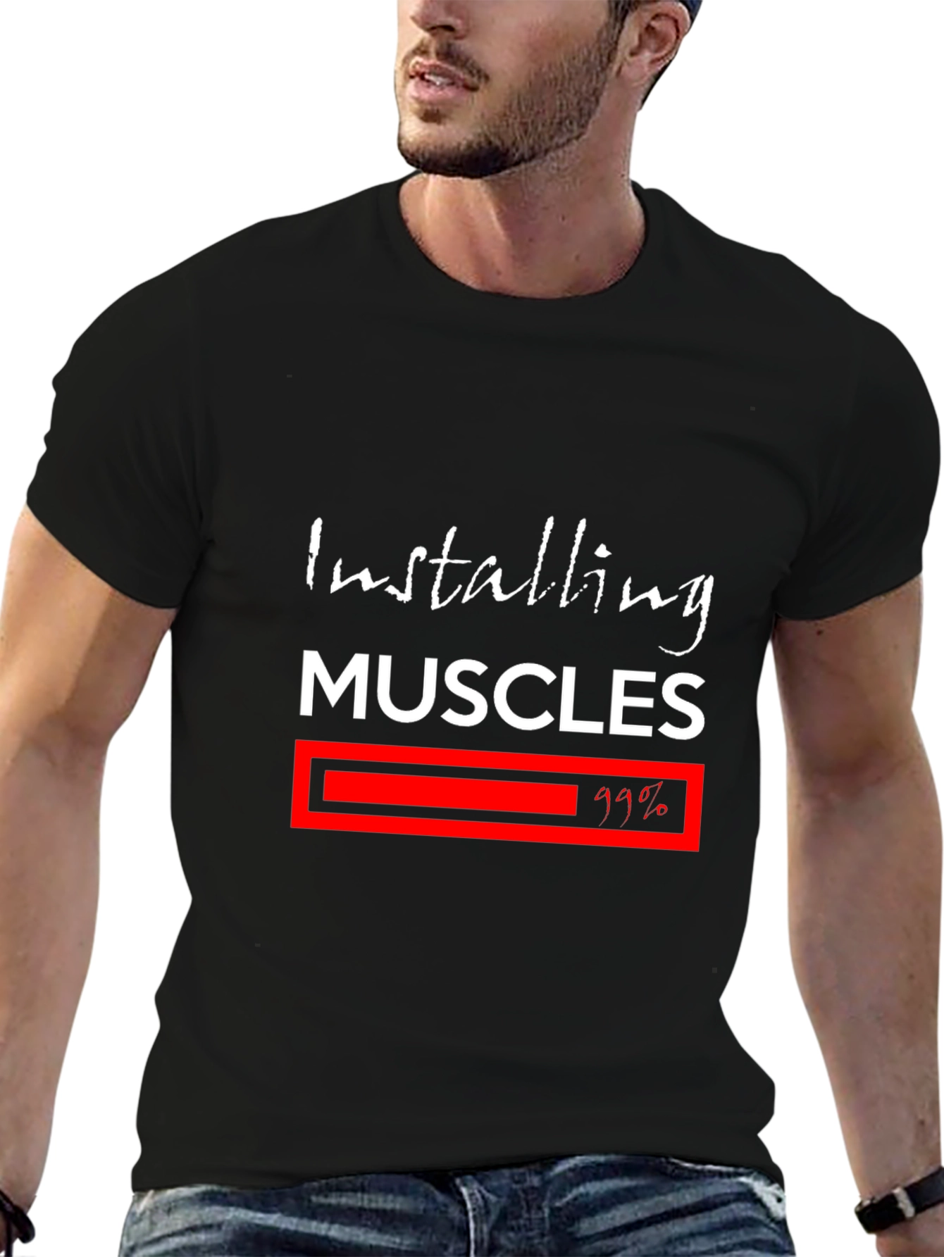 Installing Muscles T-Shirt - Fitness Motivation Tee